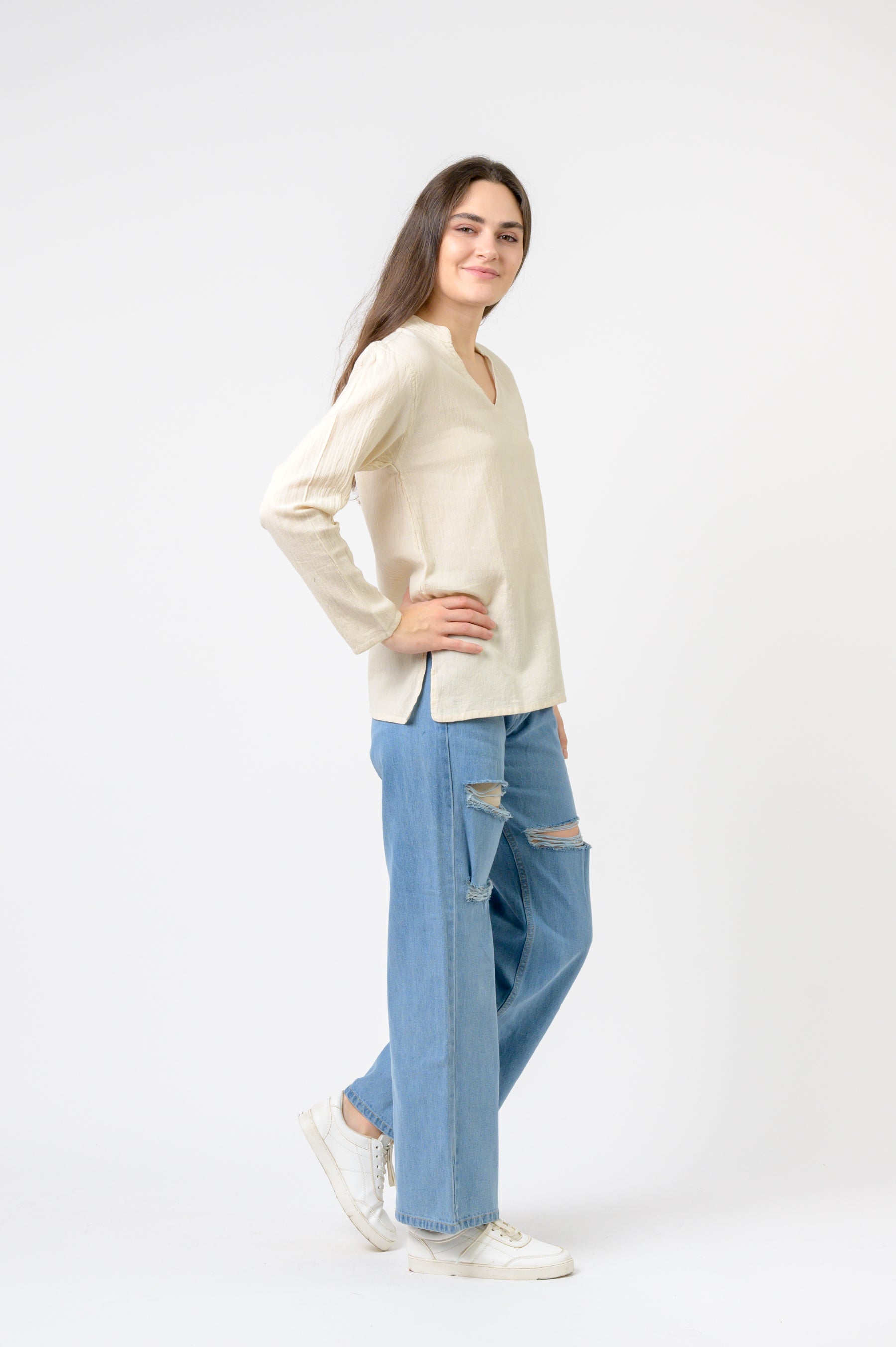 Rhea Solid Long Sleeve Top