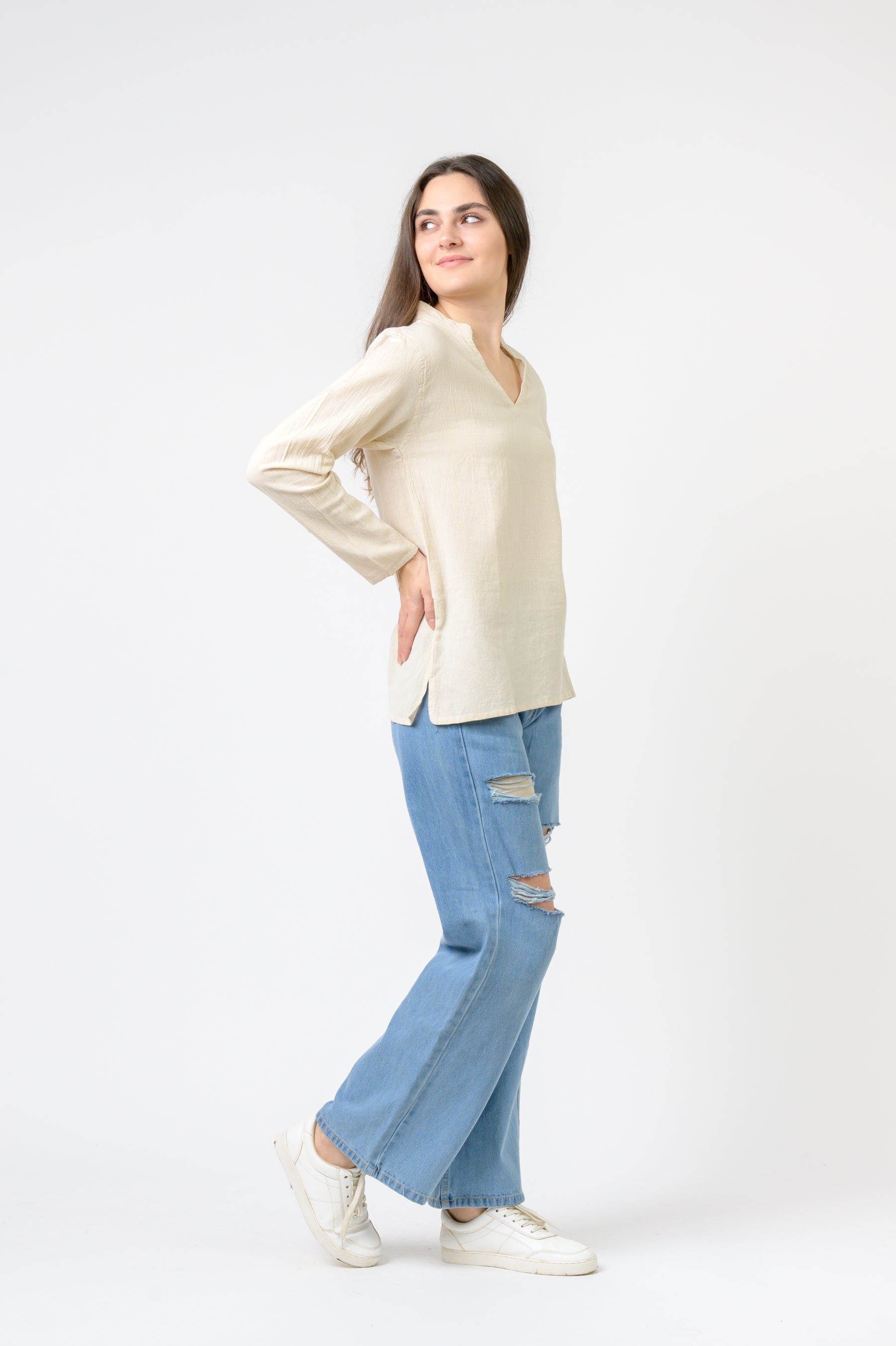 Rhea Solid Long Sleeve Top