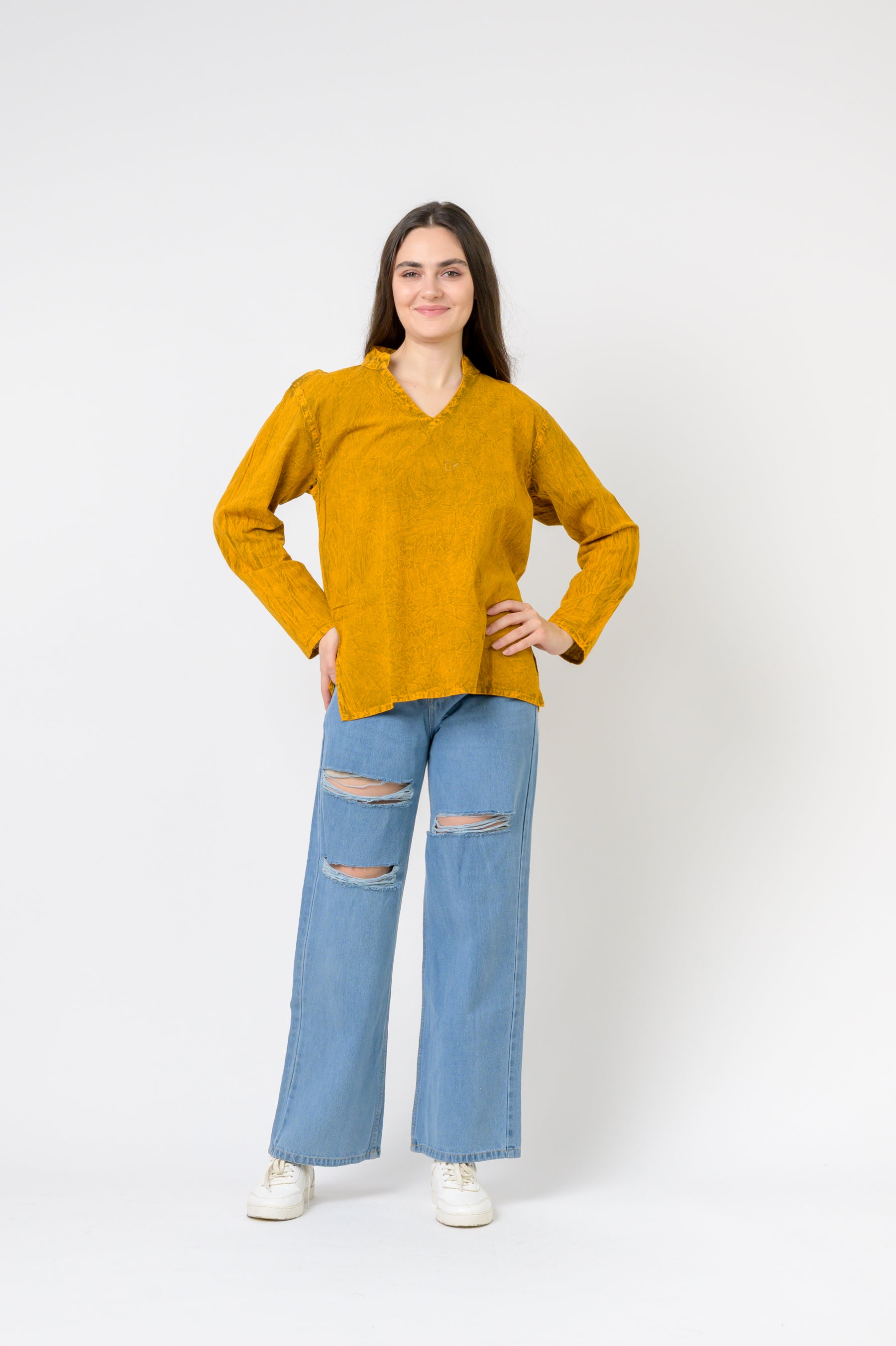 Rhea Solid Long Sleeve Top
