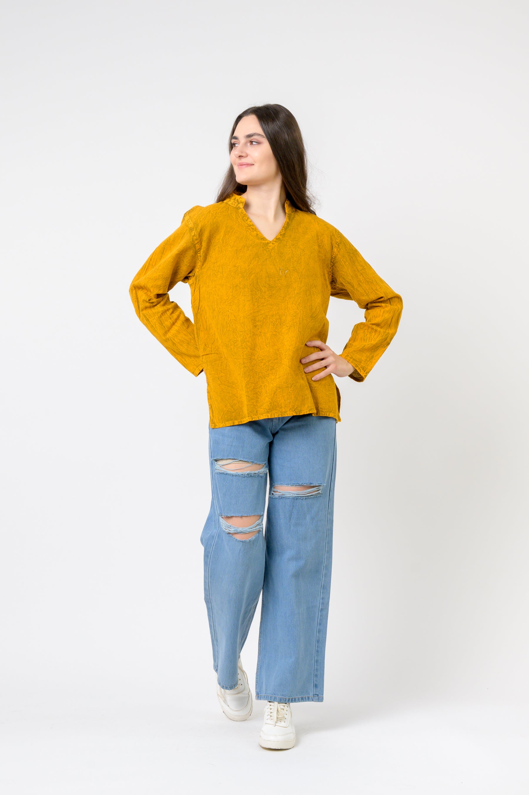 Rhea Solid Long Sleeve Top