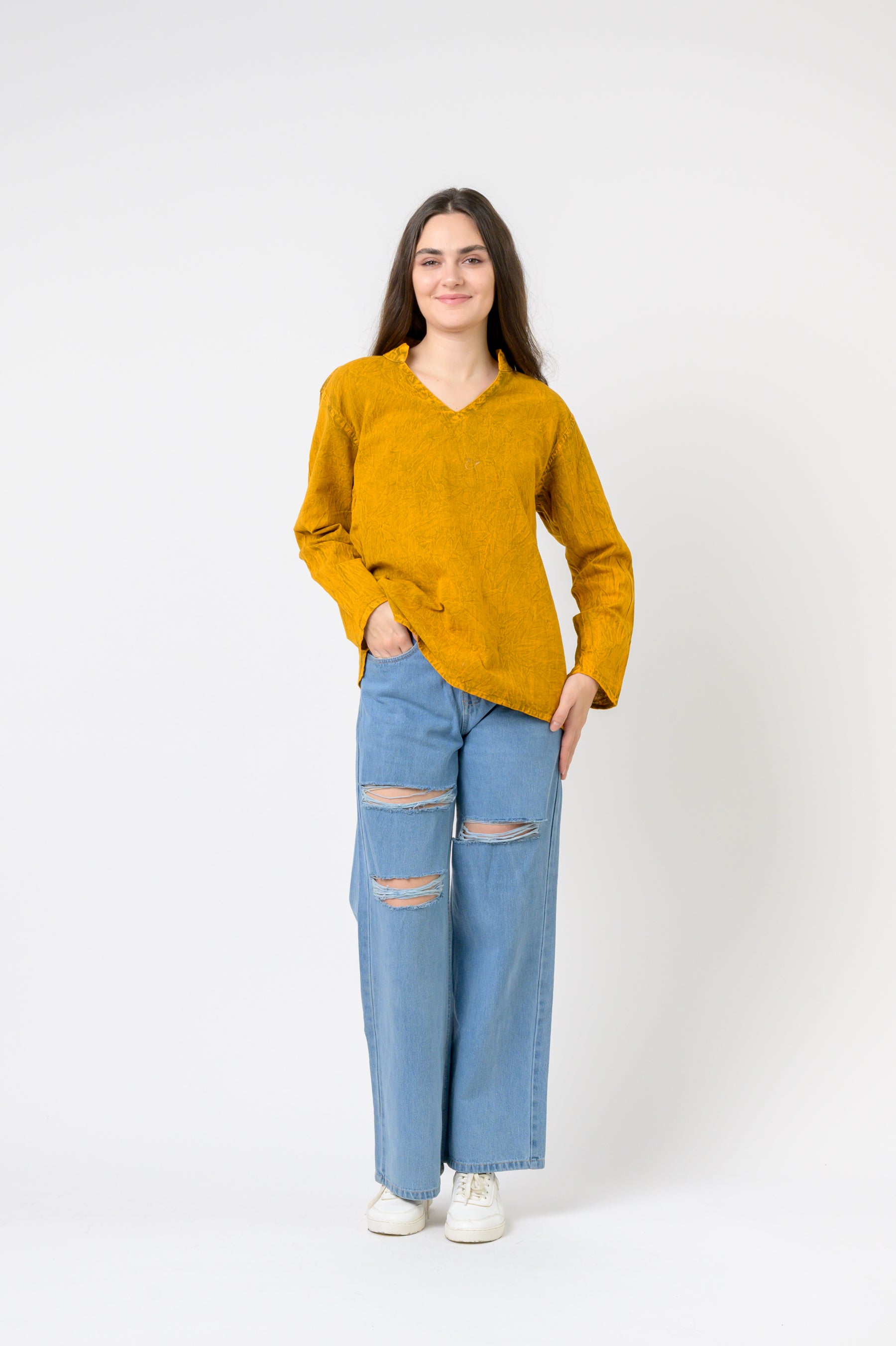 Rhea Solid Long Sleeve Top