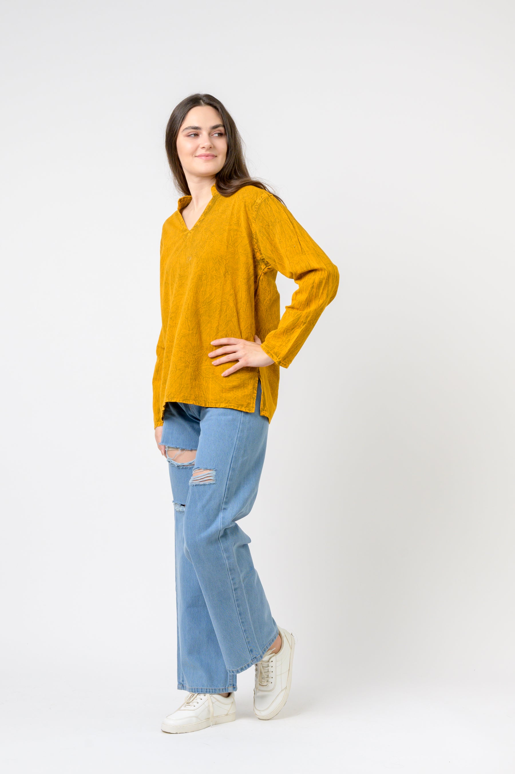 Rhea Solid Long Sleeve Top