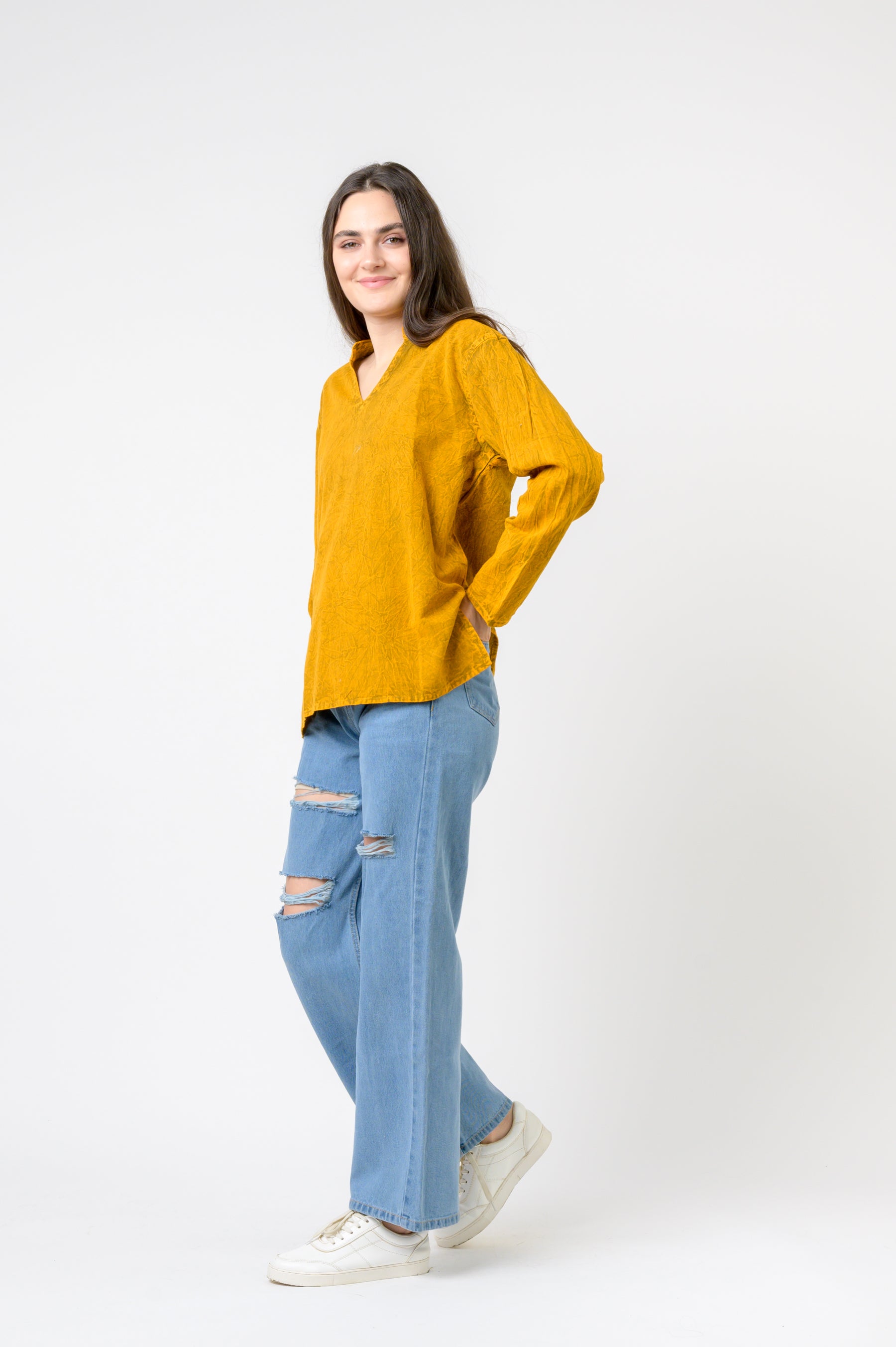 Rhea Solid Long Sleeve Top
