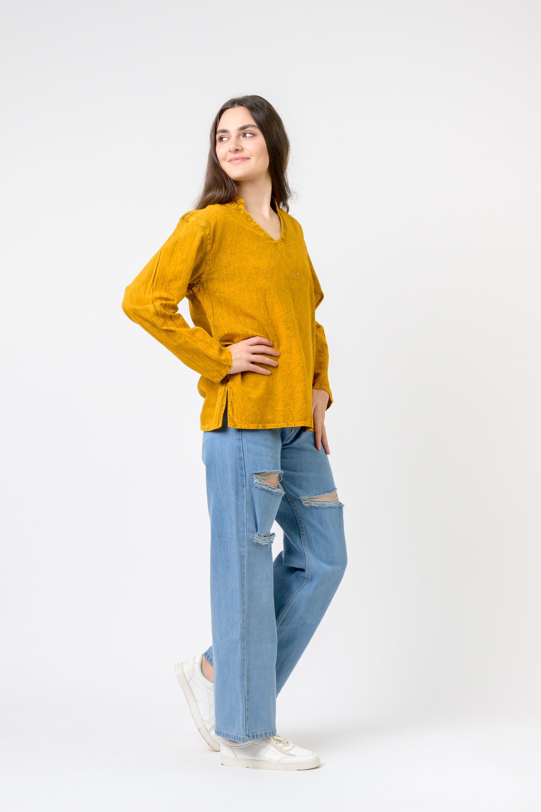 Rhea Solid Long Sleeve Top