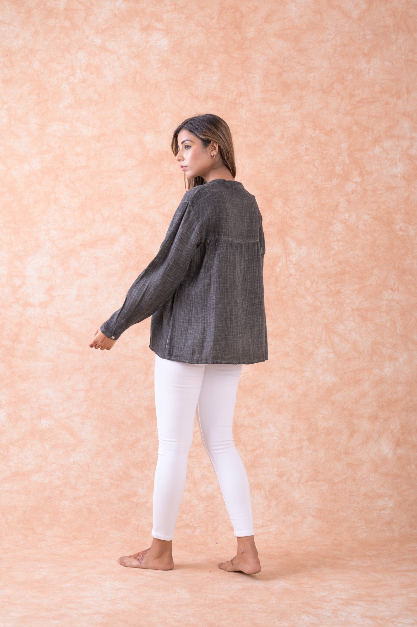 Rhea Pattern Long Sleeve Top Black / L/X