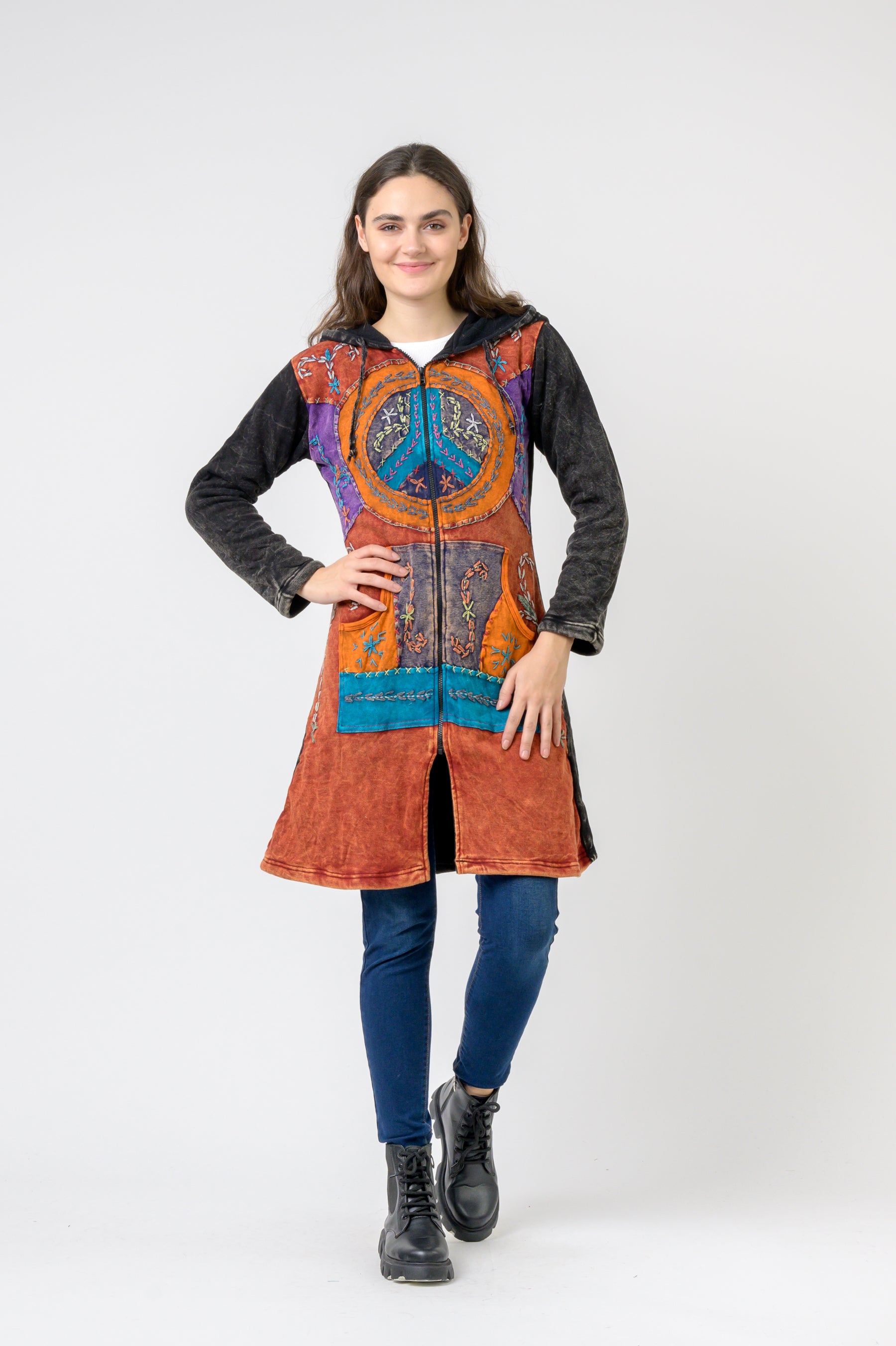 Rhea Patterned Long Sleeve Cotton Top