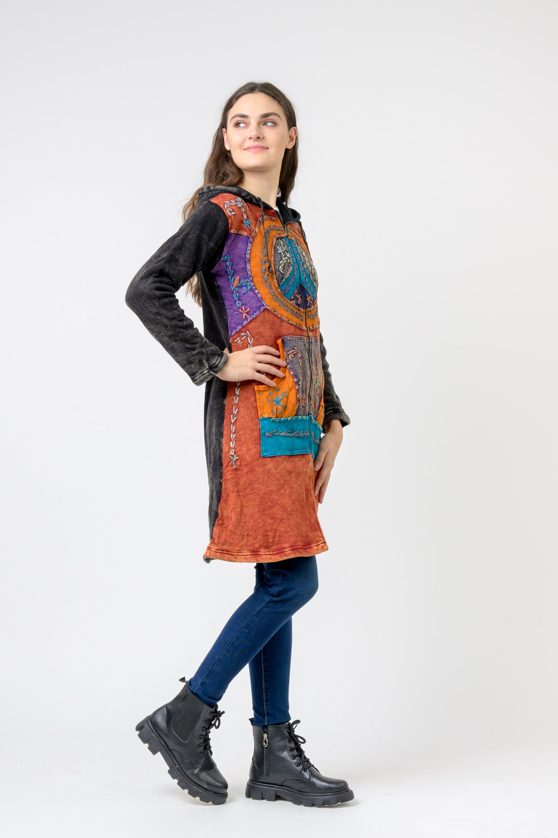 Rhea Patterned Long Sleeve Cotton Top