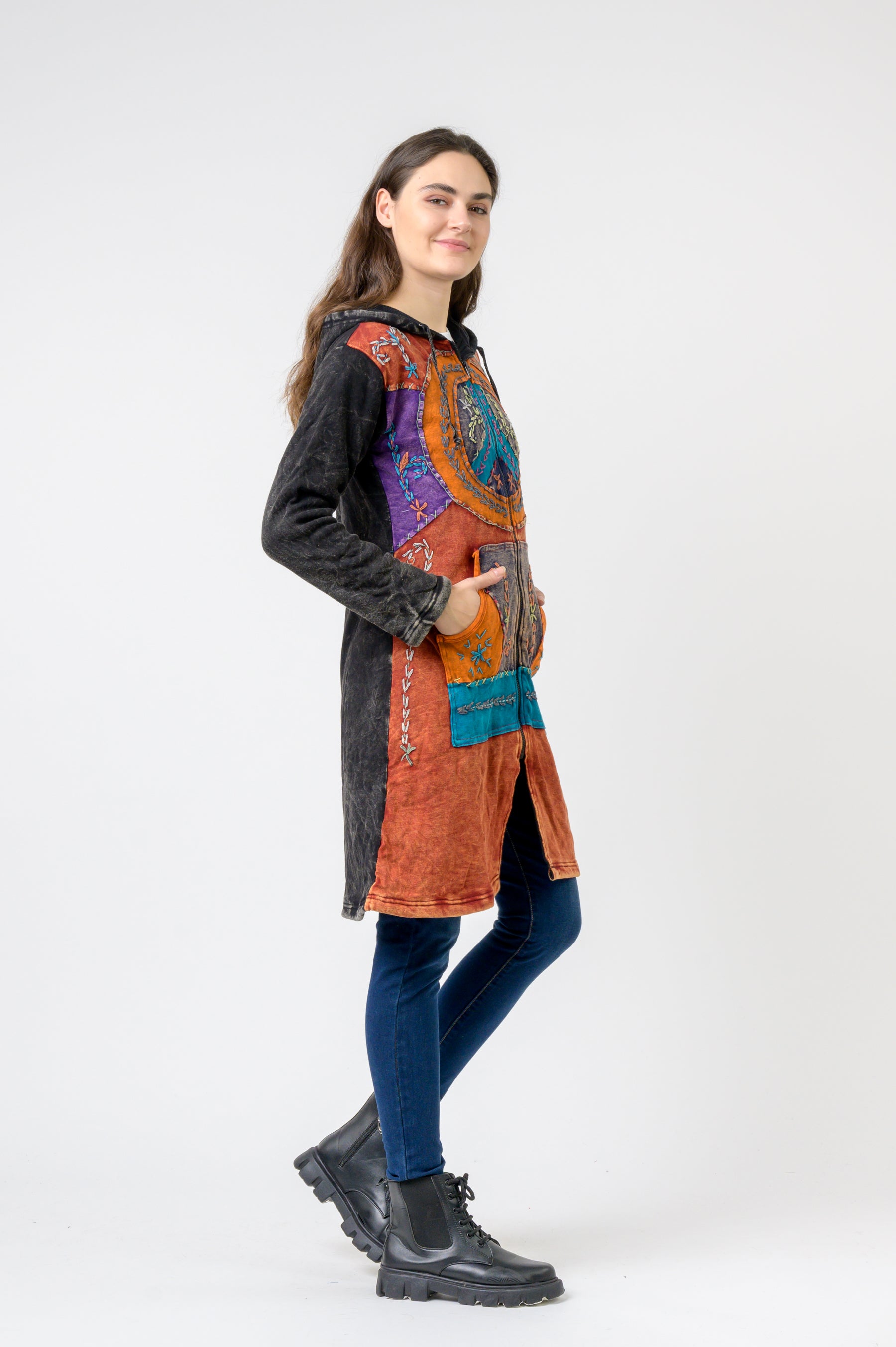 Rhea Patterned Long Sleeve Cotton Top