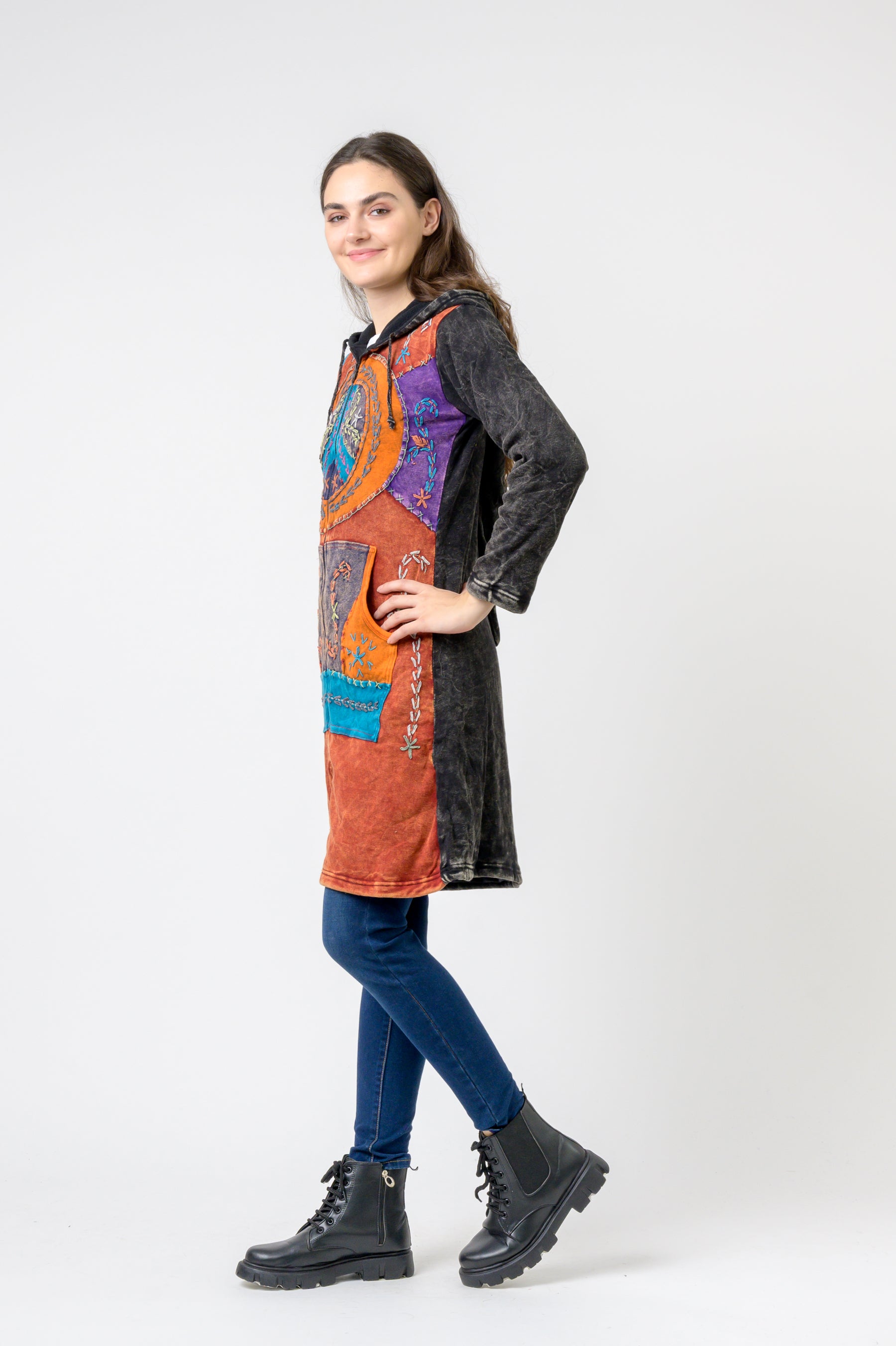 Rhea Patterned Long Sleeve Cotton Top