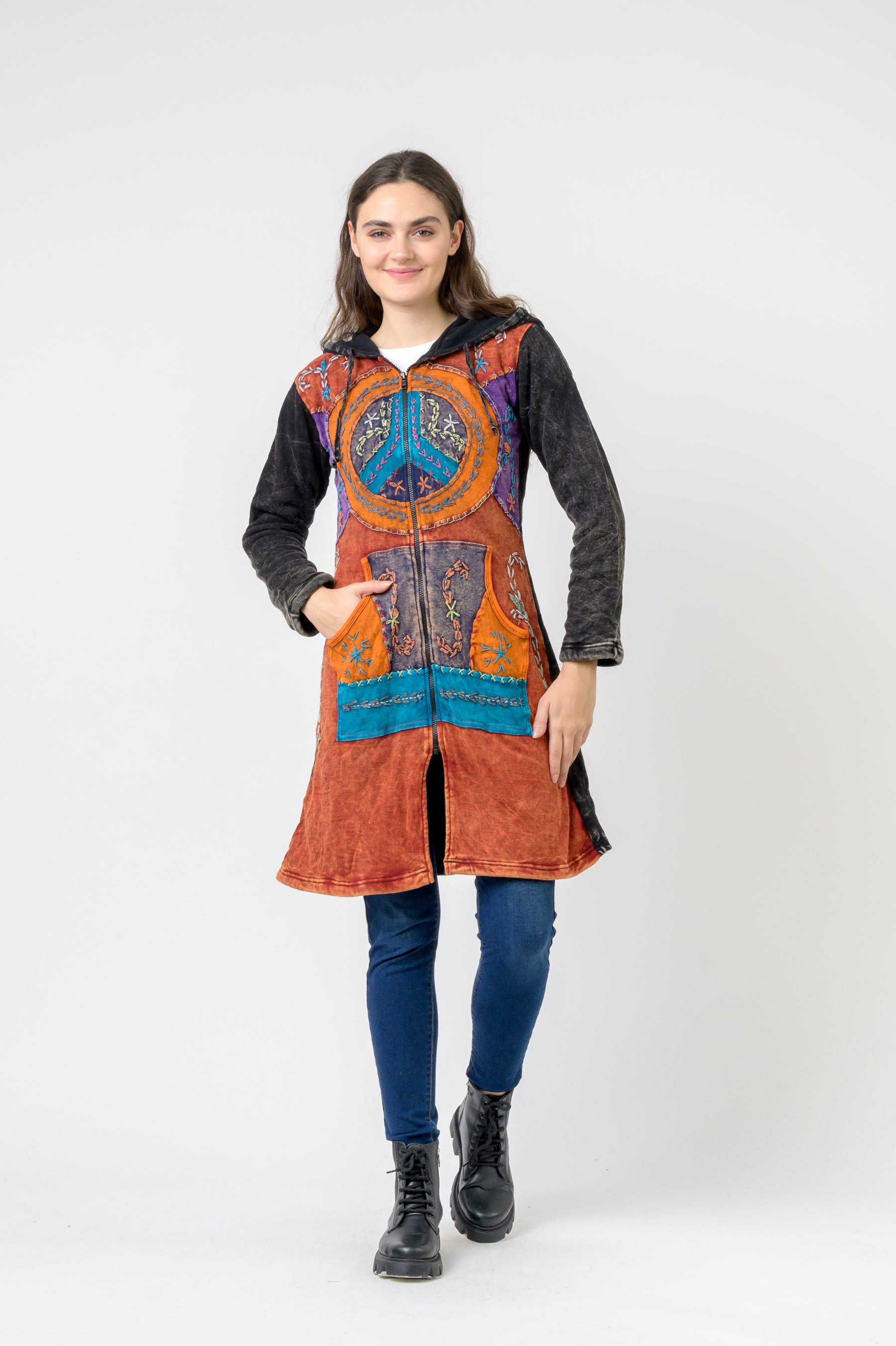 Rhea Patterned Long Sleeve Cotton Top