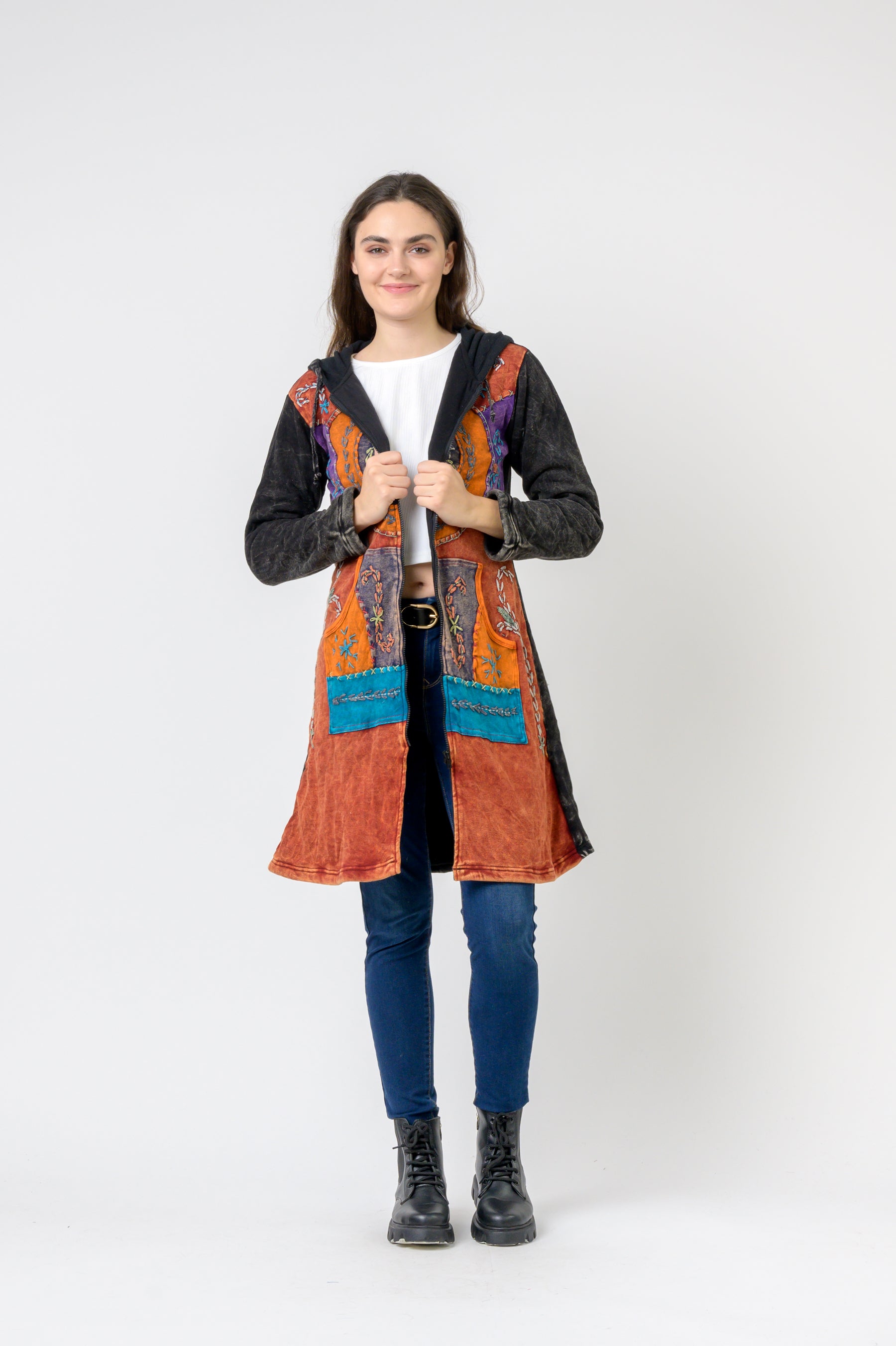 Rhea Patterned Long Sleeve Cotton Top