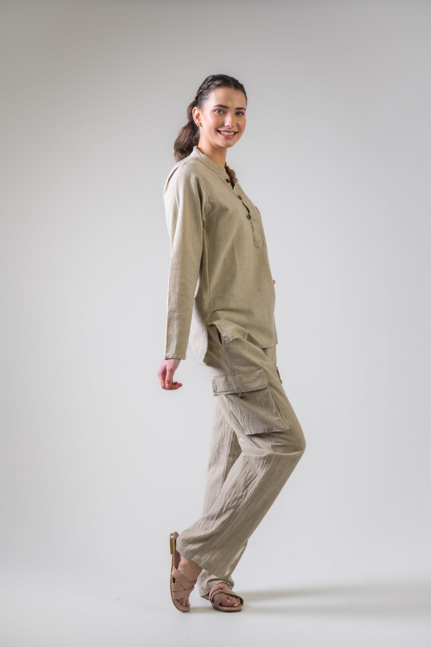 Rhea Cotton Pocket Shirt Grey / Small