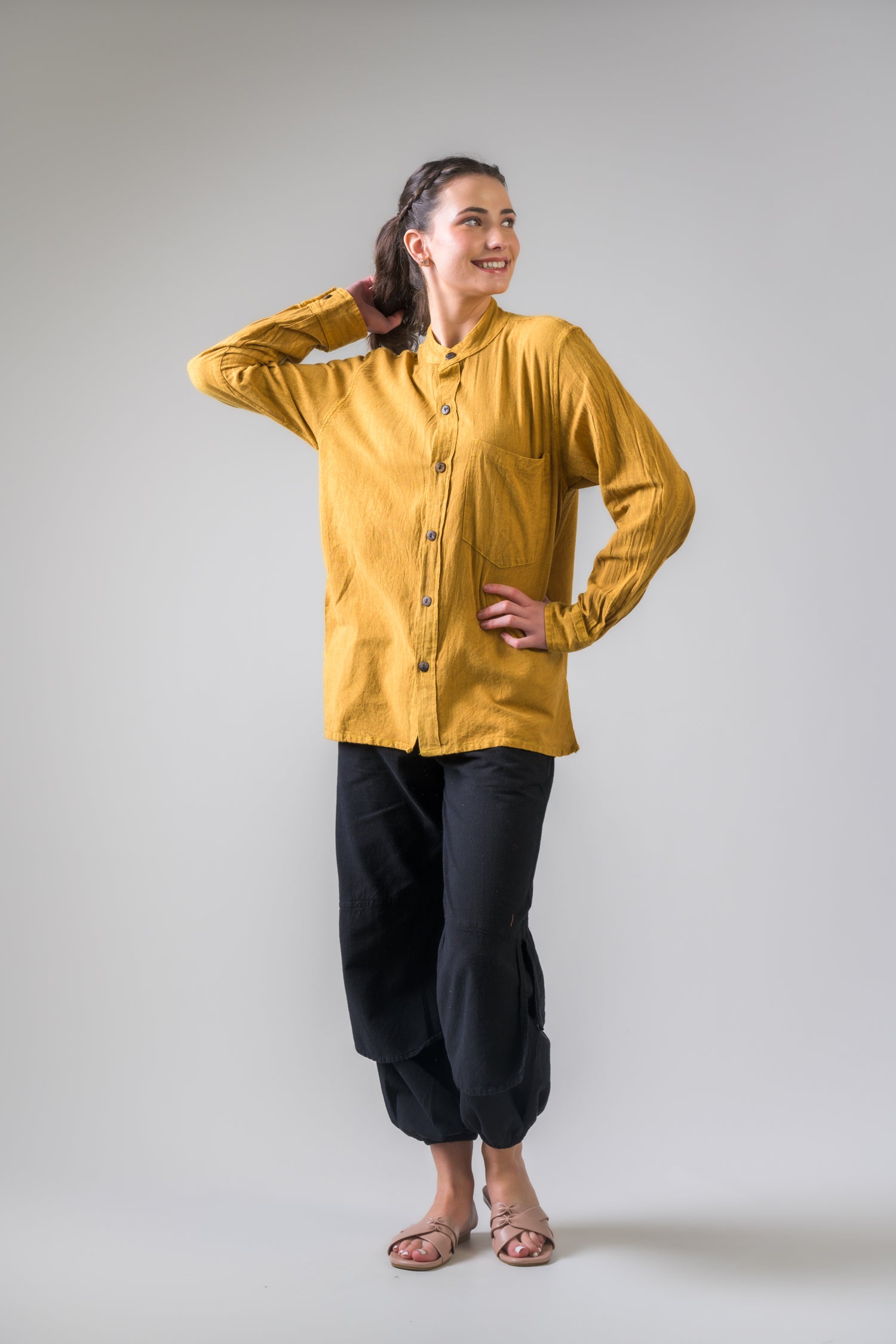 Rhea Cotton Pocket Shirt Grey / Small