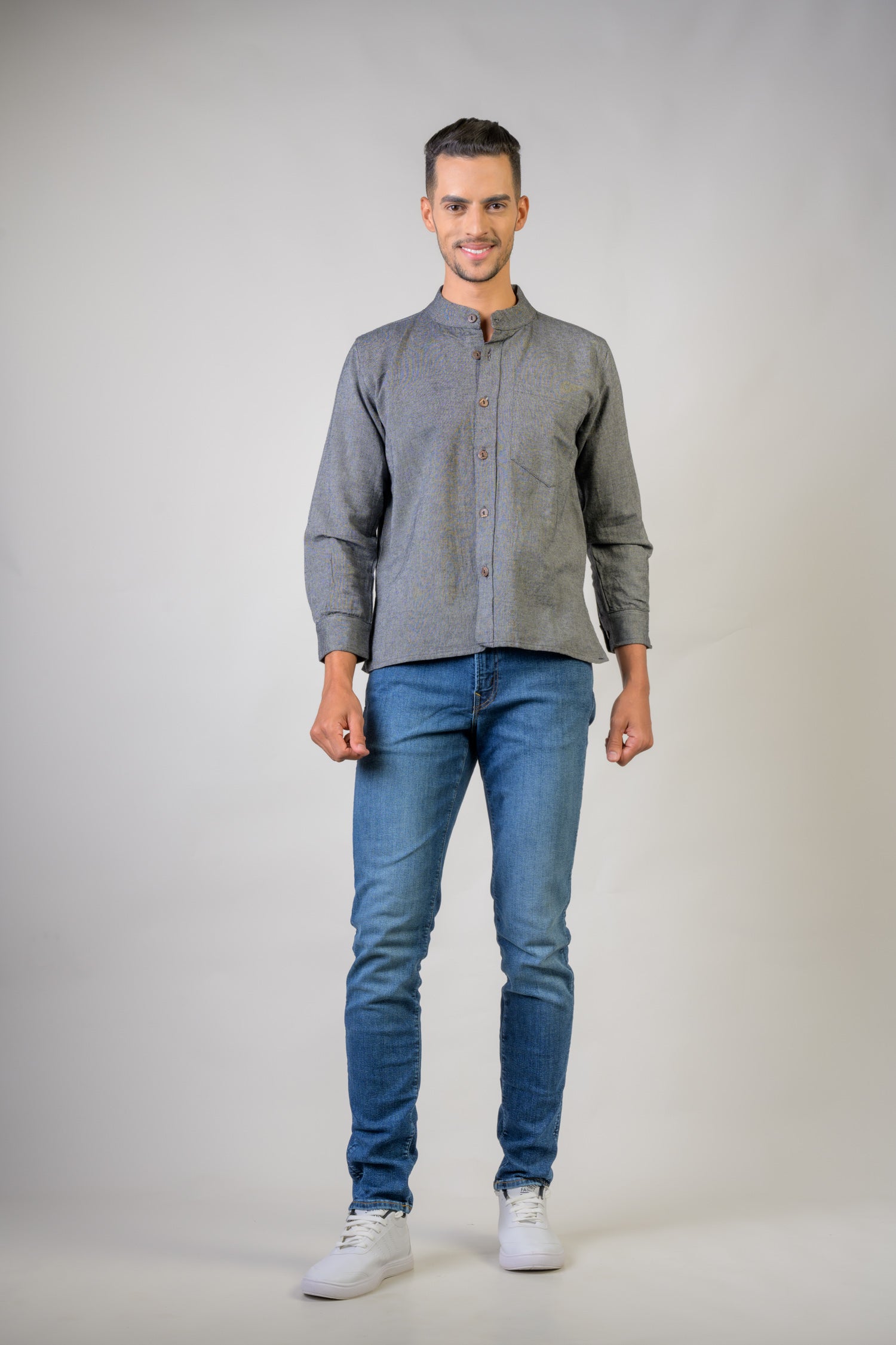 Rhea Cotton Pocket Shirt Grey / Medium