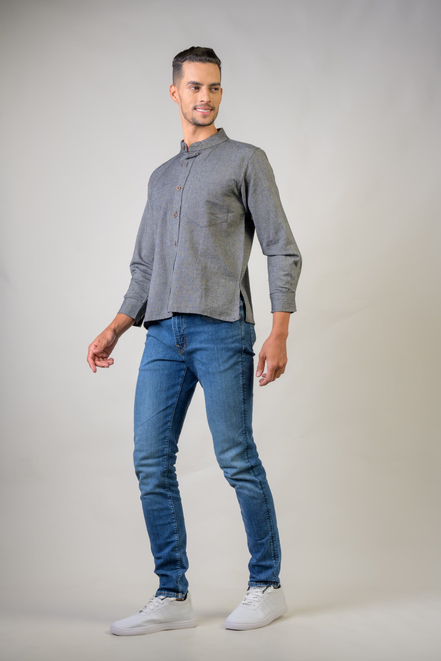 Rhea Cotton Pocket Shirt Grey / Large