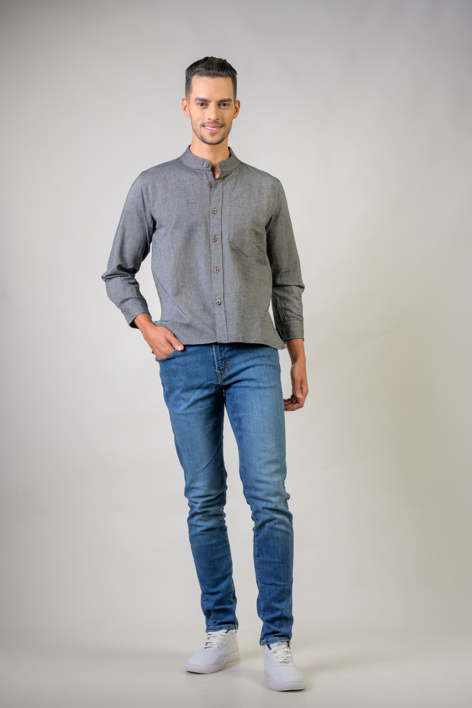 Rhea Cotton Pocket Shirt Grey / 2XLarge