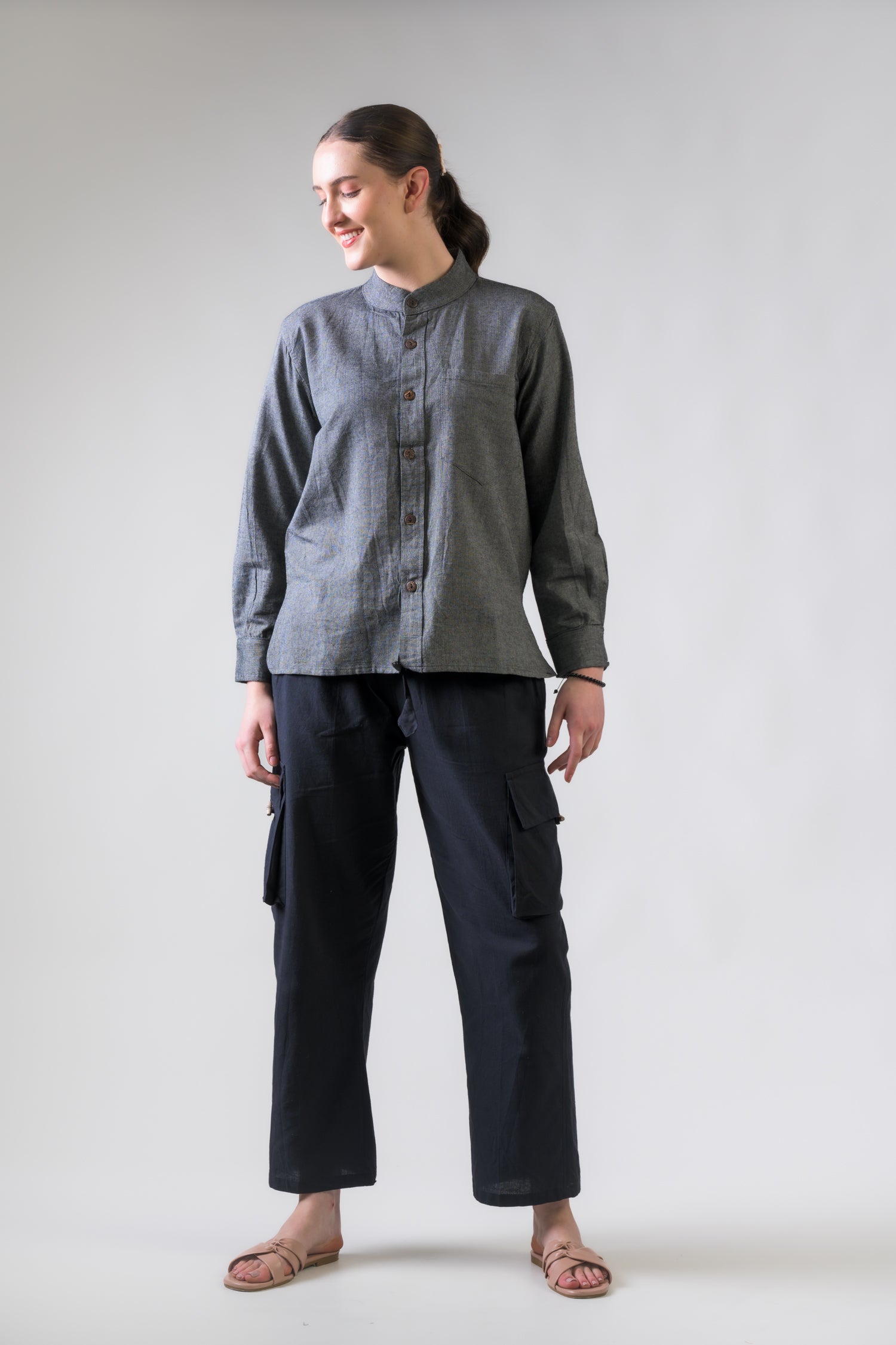 Rhea Cotton Pocket Shirt Grey / Small