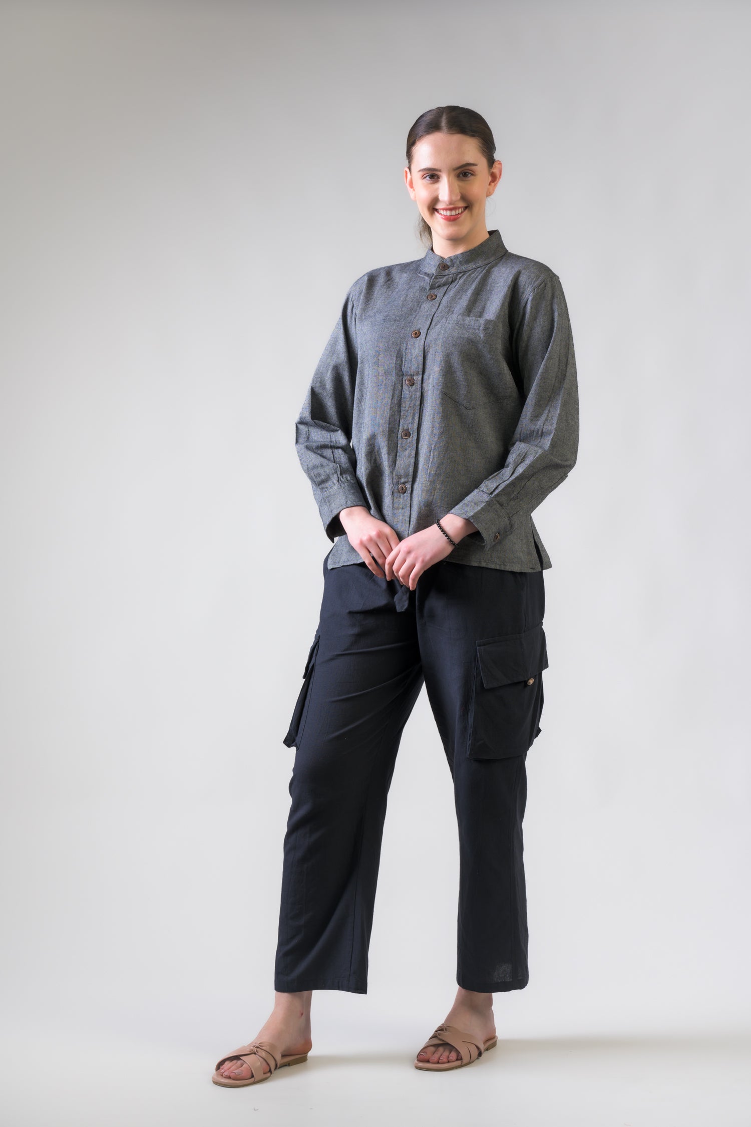 Rhea Cotton Pocket Shirt Grey / Small