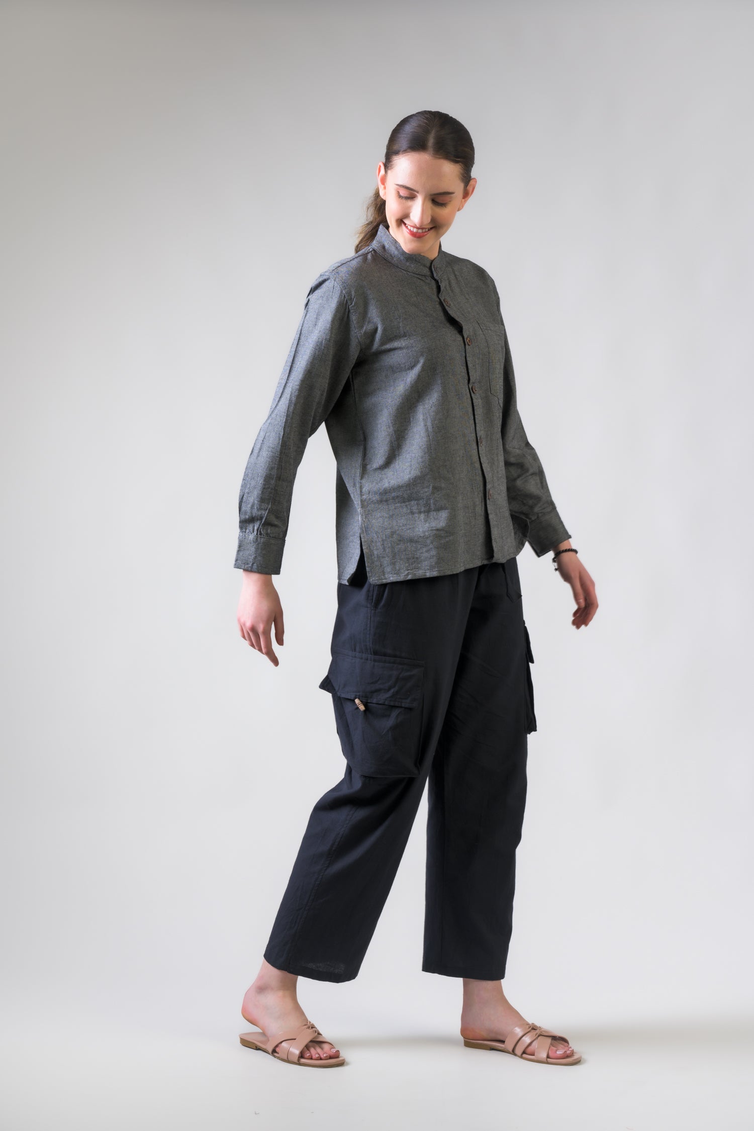 Rhea Cotton Pocket Shirt Grey / Small