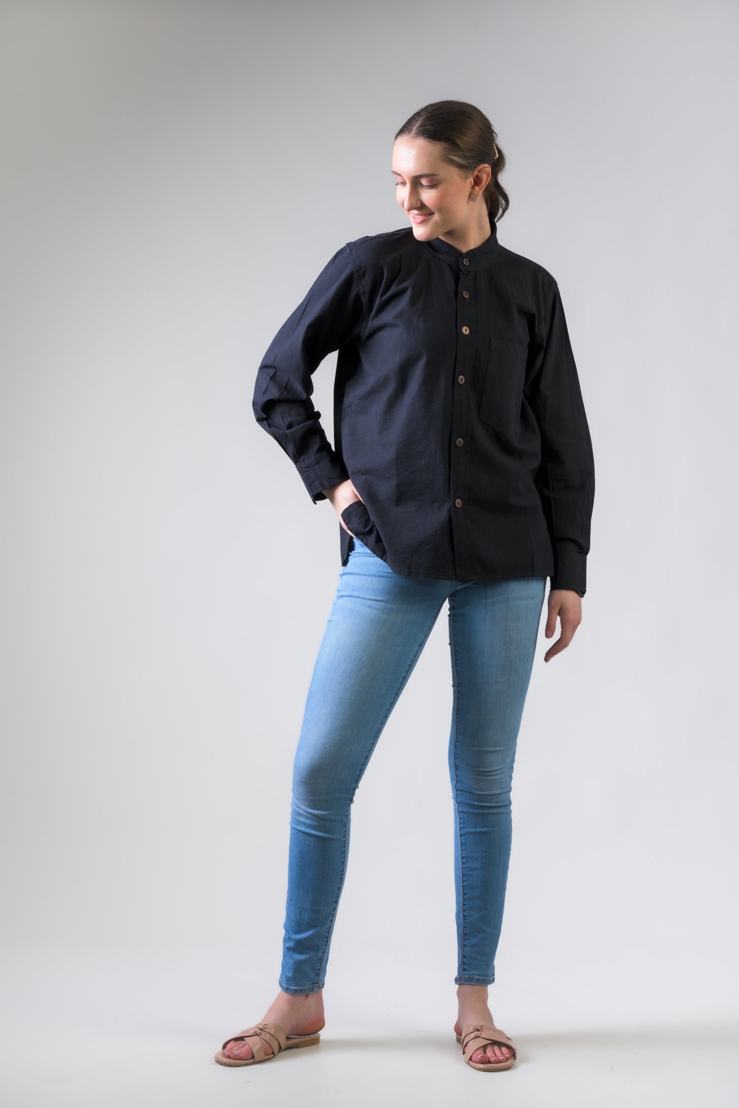 Rhea Cotton Pocket Shirt Jet / Small
