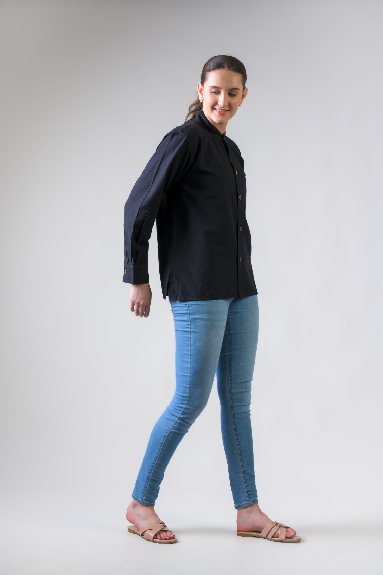 Rhea Cotton Pocket Shirt Jet / Large