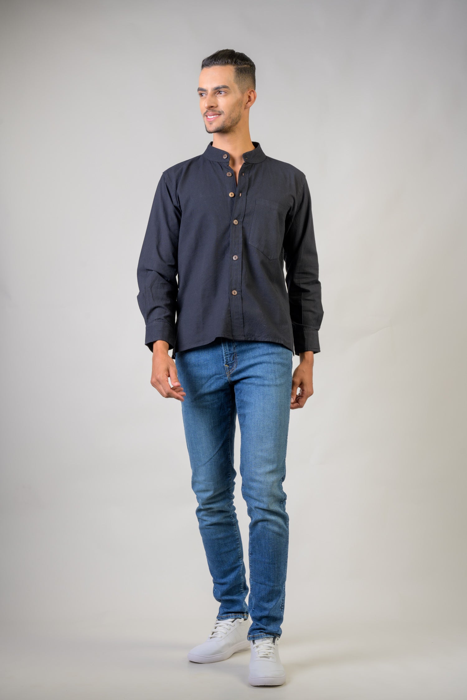 Rhea Cotton Pocket Shirt Black / Medium