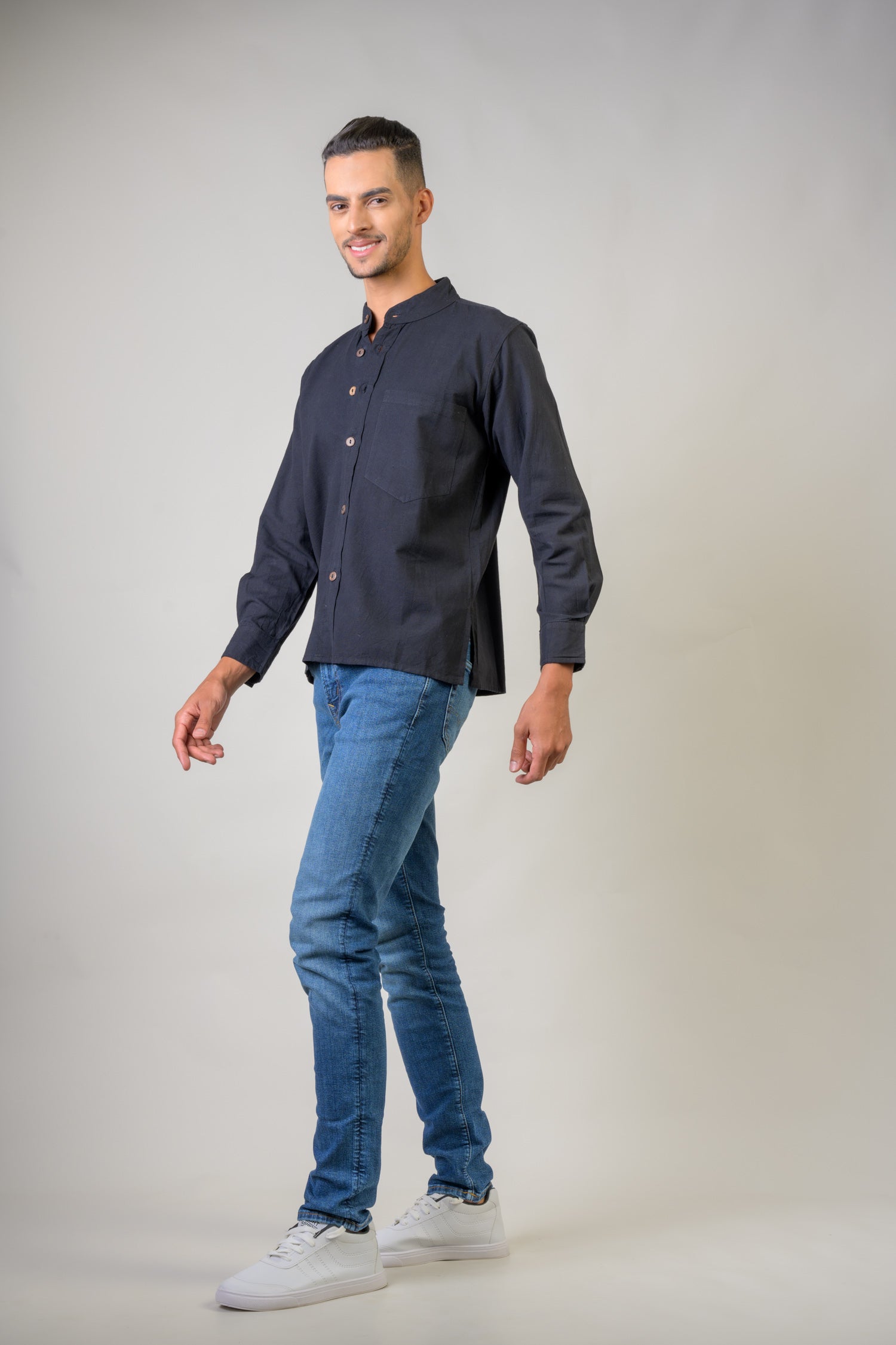 Rhea Cotton Pocket Shirt Black / XLarge