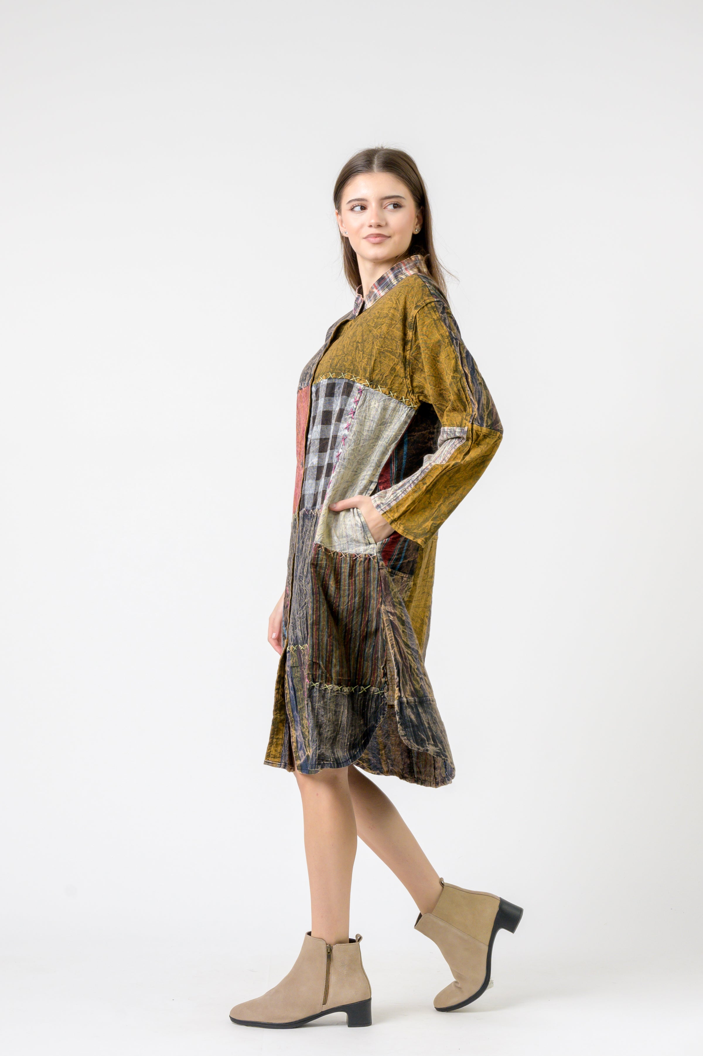 Rhea Mandarin Collar Cotton Casual Wear