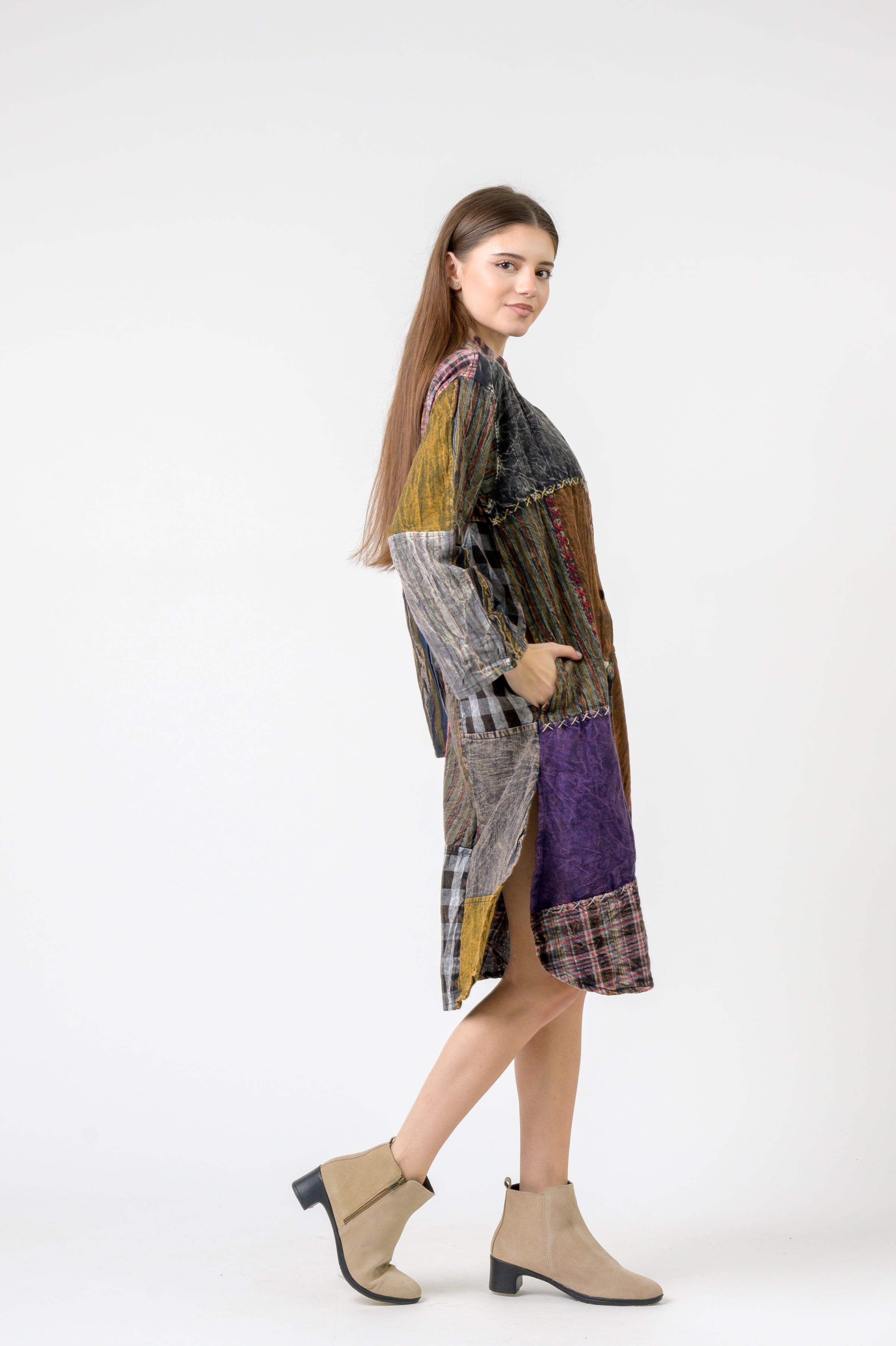 Rhea Mandarin Collar Cotton Casual Wear