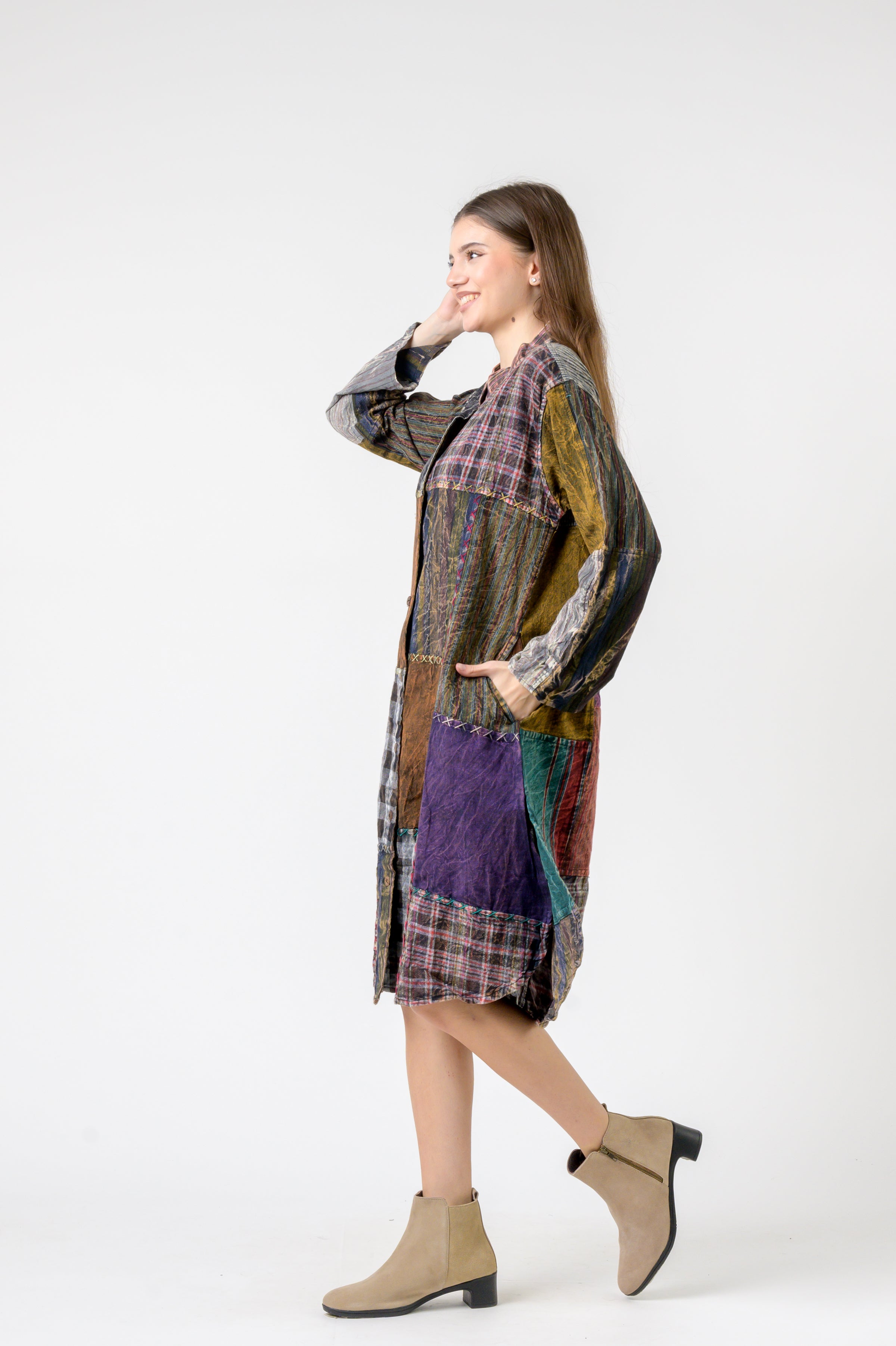 Rhea Mandarin Collar Cotton Casual Wear