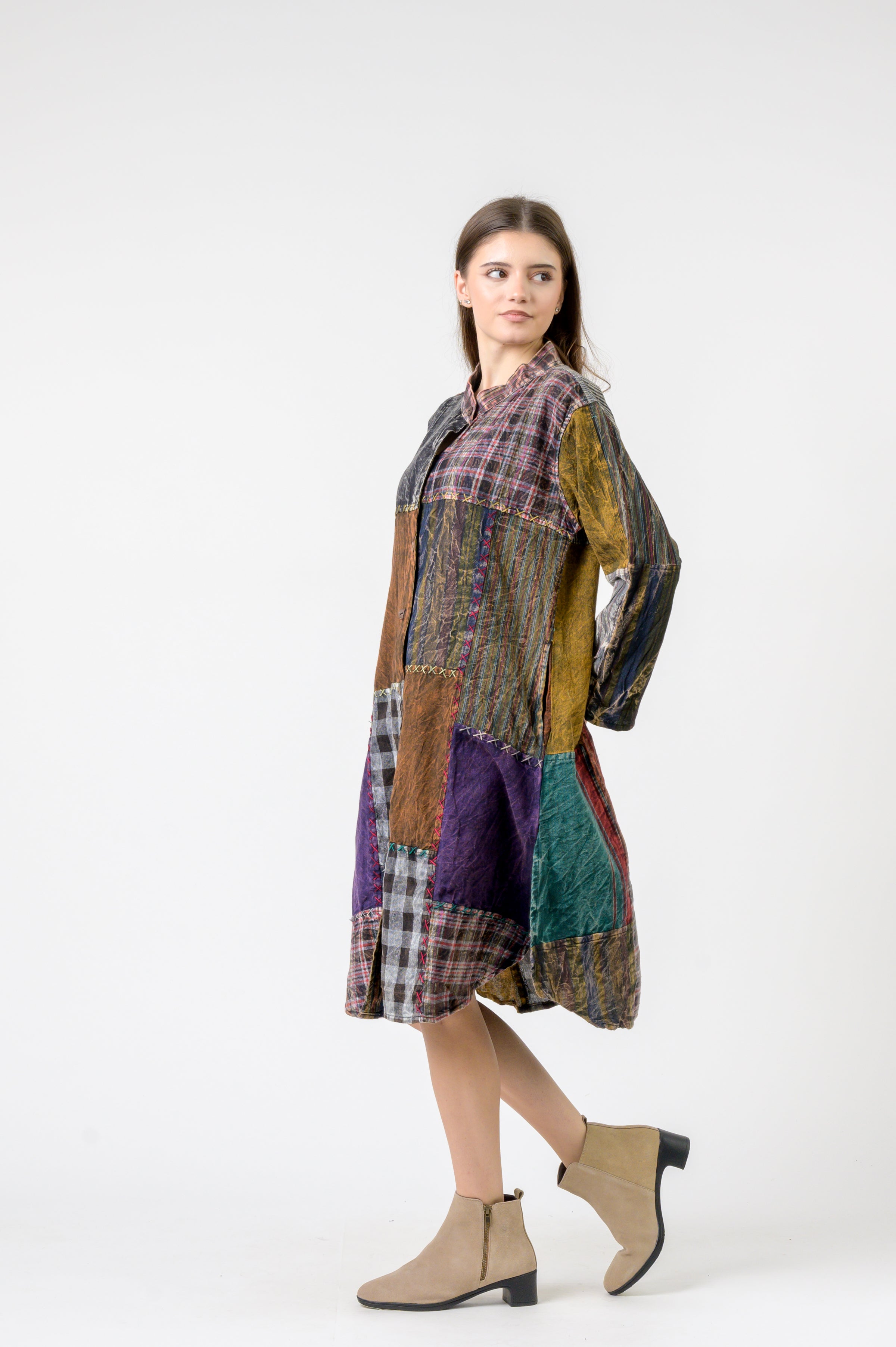 Rhea Mandarin Collar Cotton Casual Wear