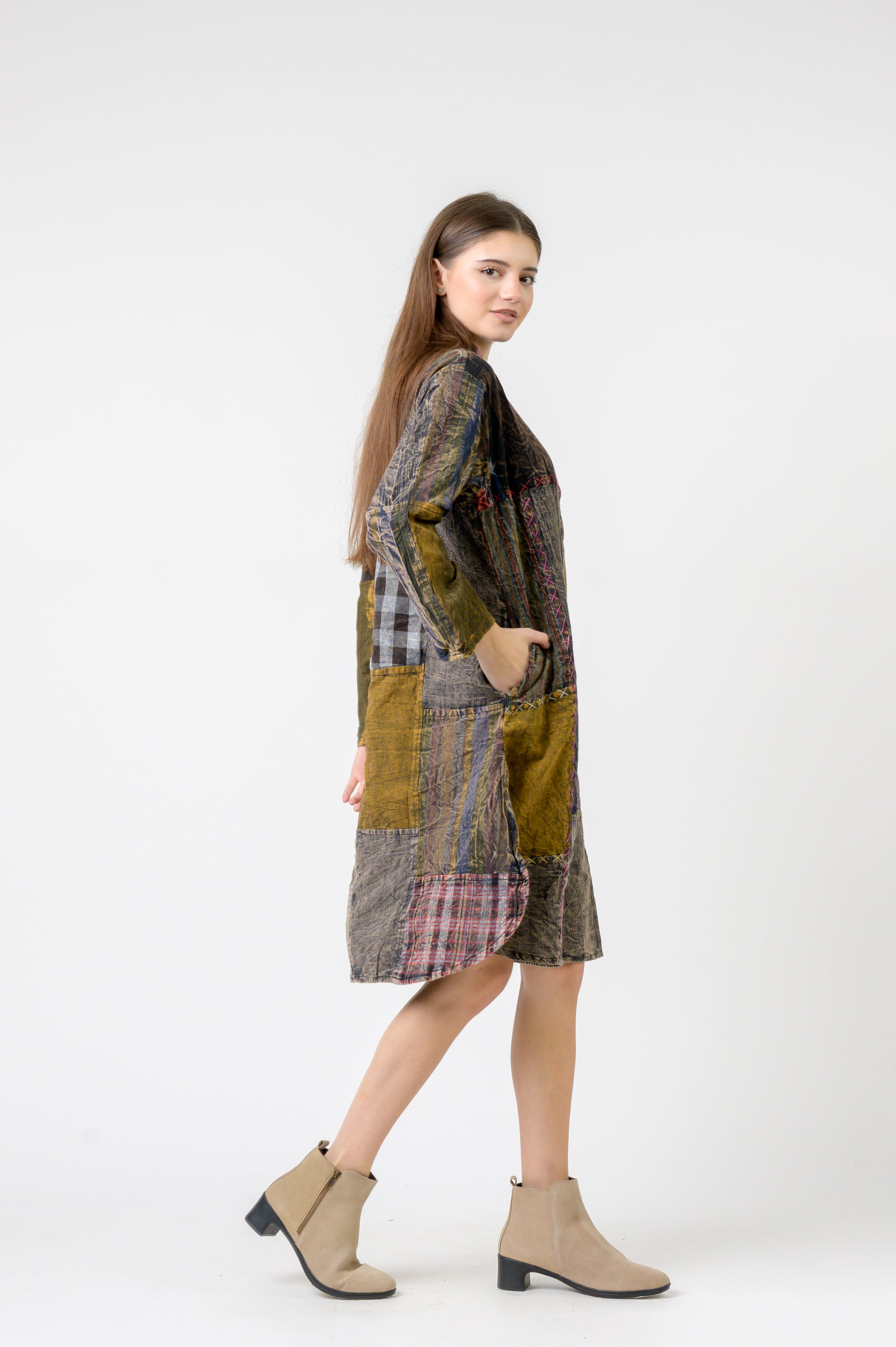 Rhea Mandarin Collar Cotton Casual Wear