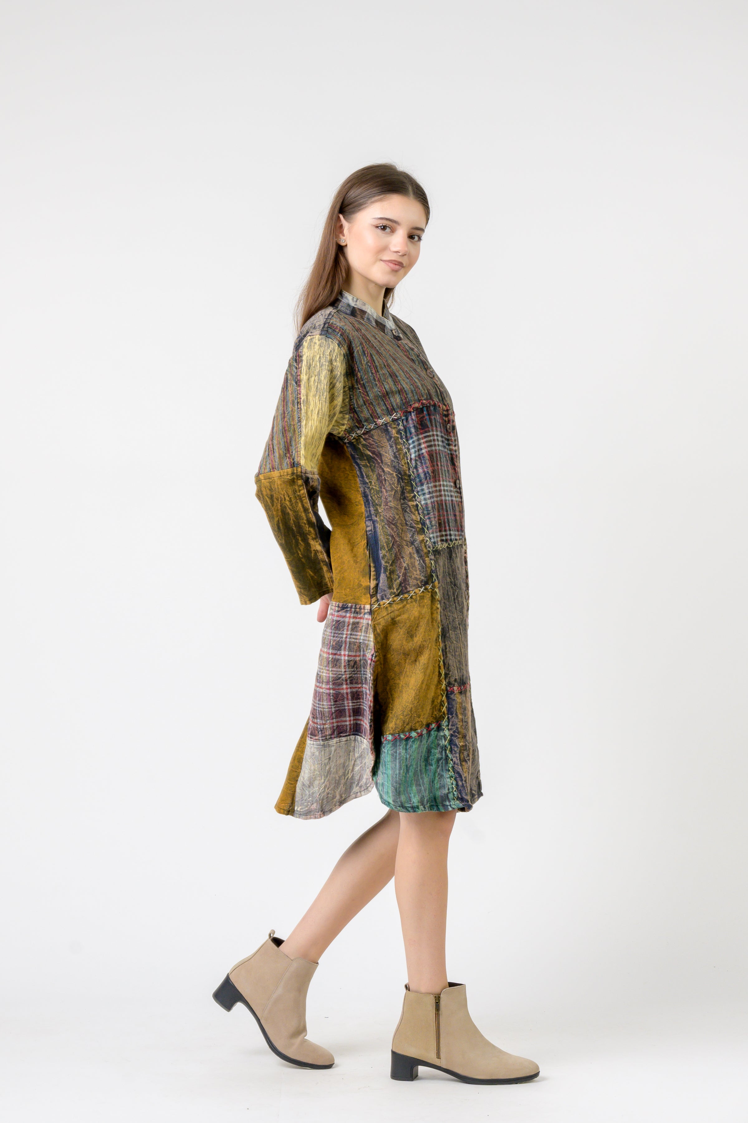 Rhea Mandarin Collar Cotton Casual Wear