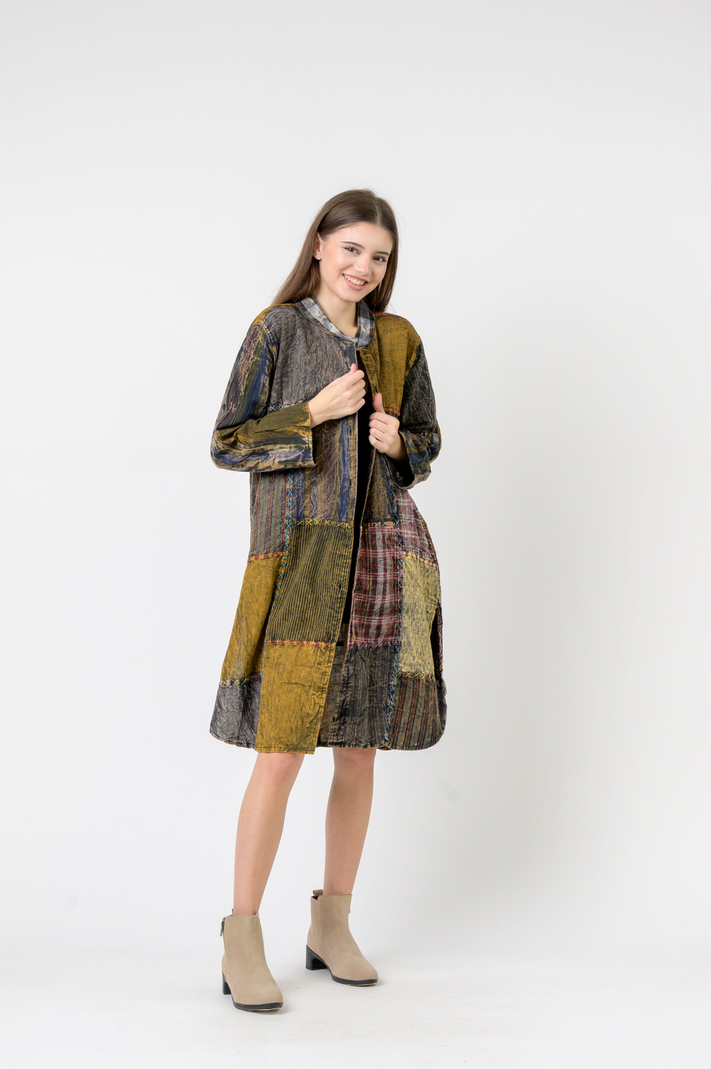 Rhea Mandarin Collar Cotton Casual Wear