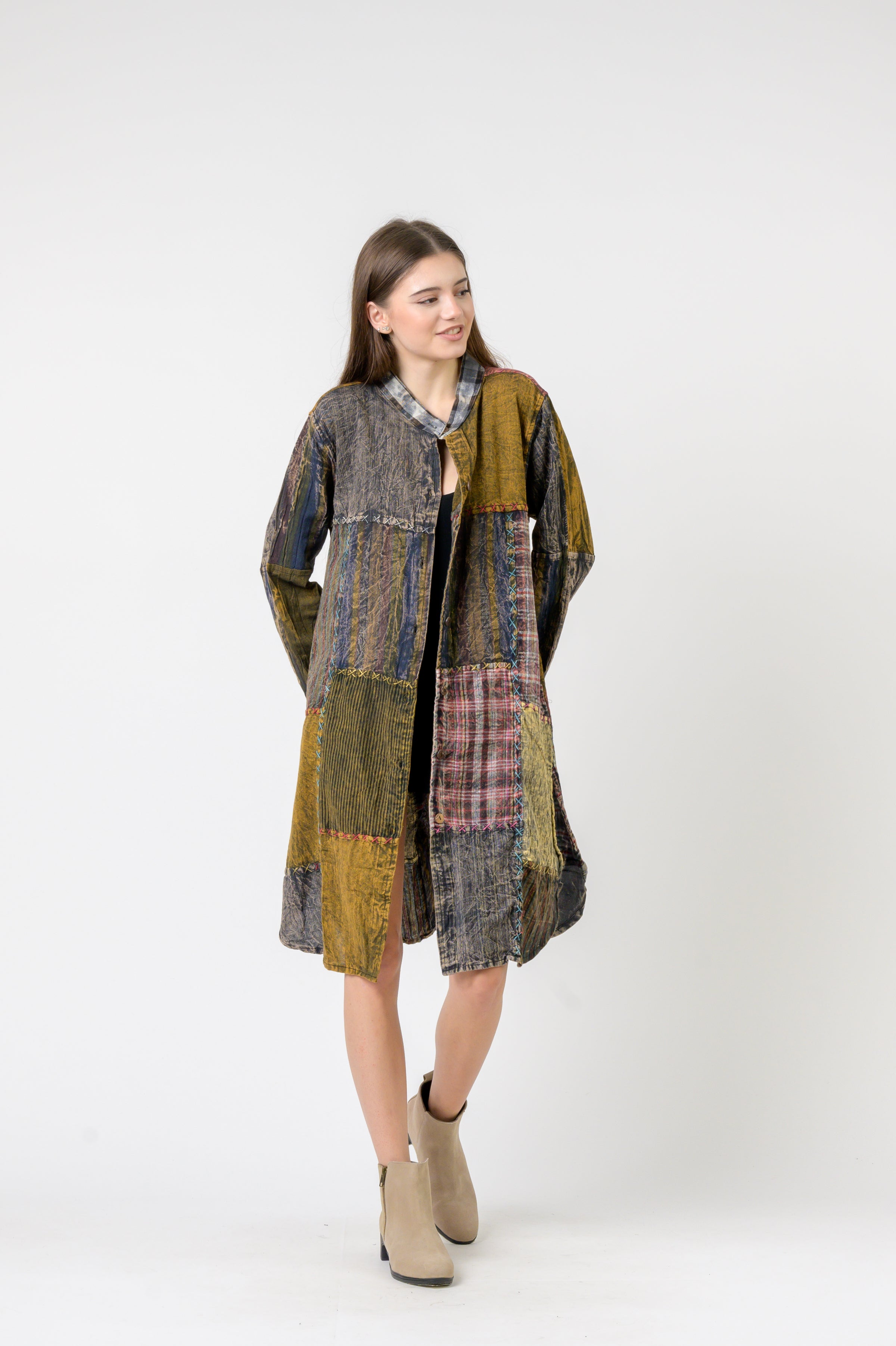 Rhea Mandarin Collar Cotton Casual Wear