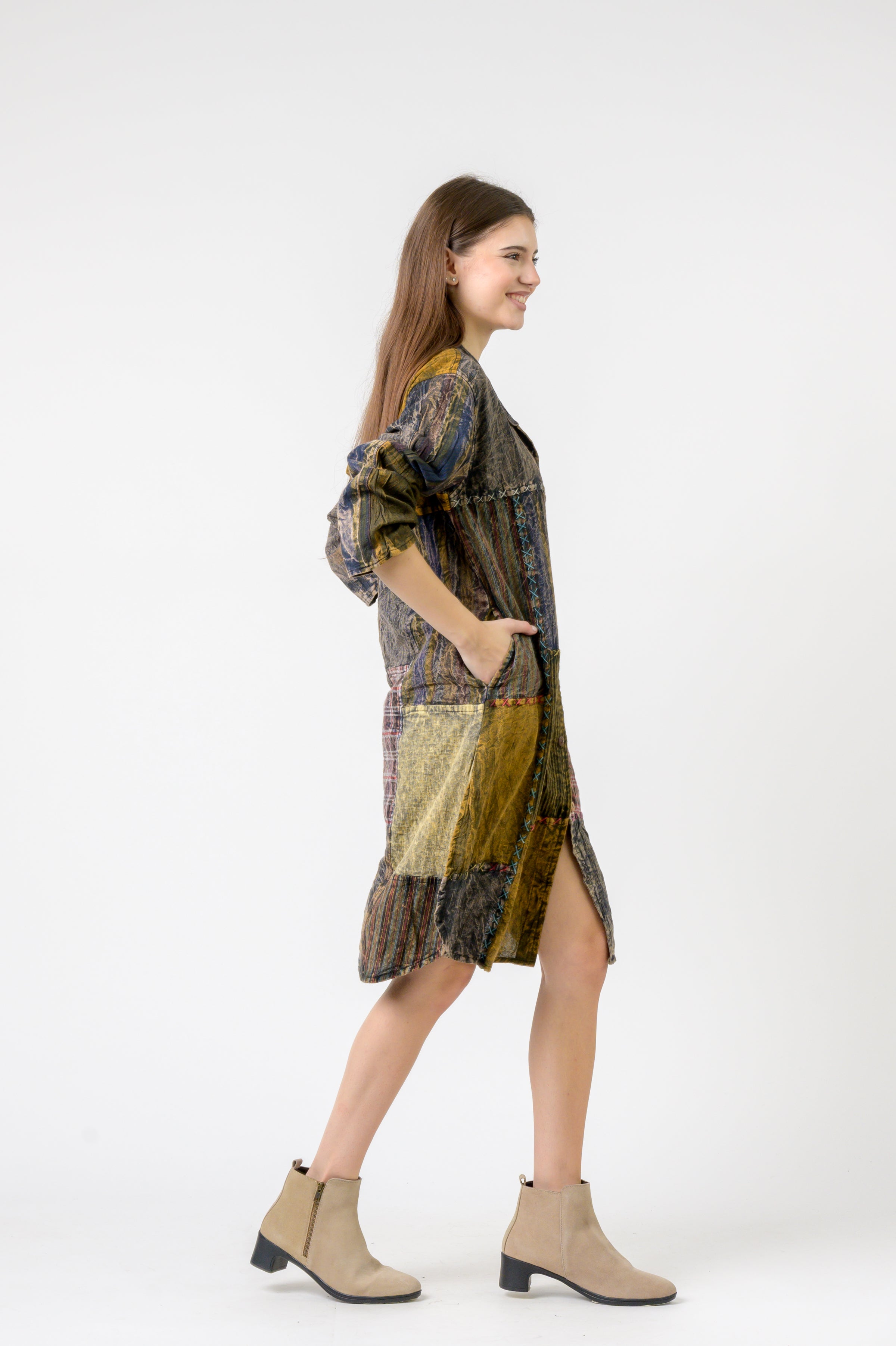 Rhea Mandarin Collar Cotton Casual Wear