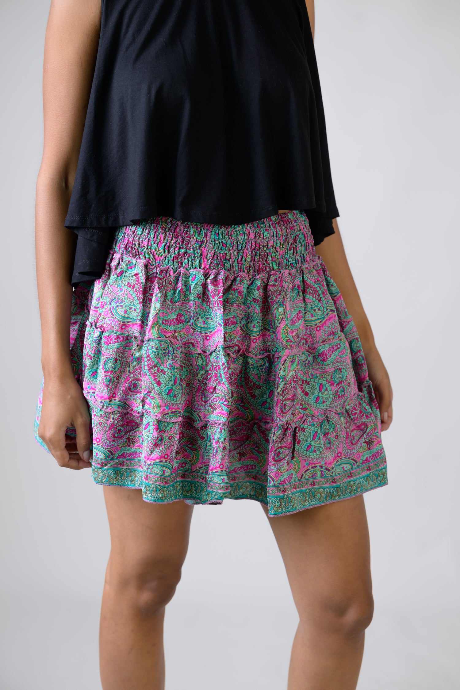 Rhea Layered Pattern Panel Skirt