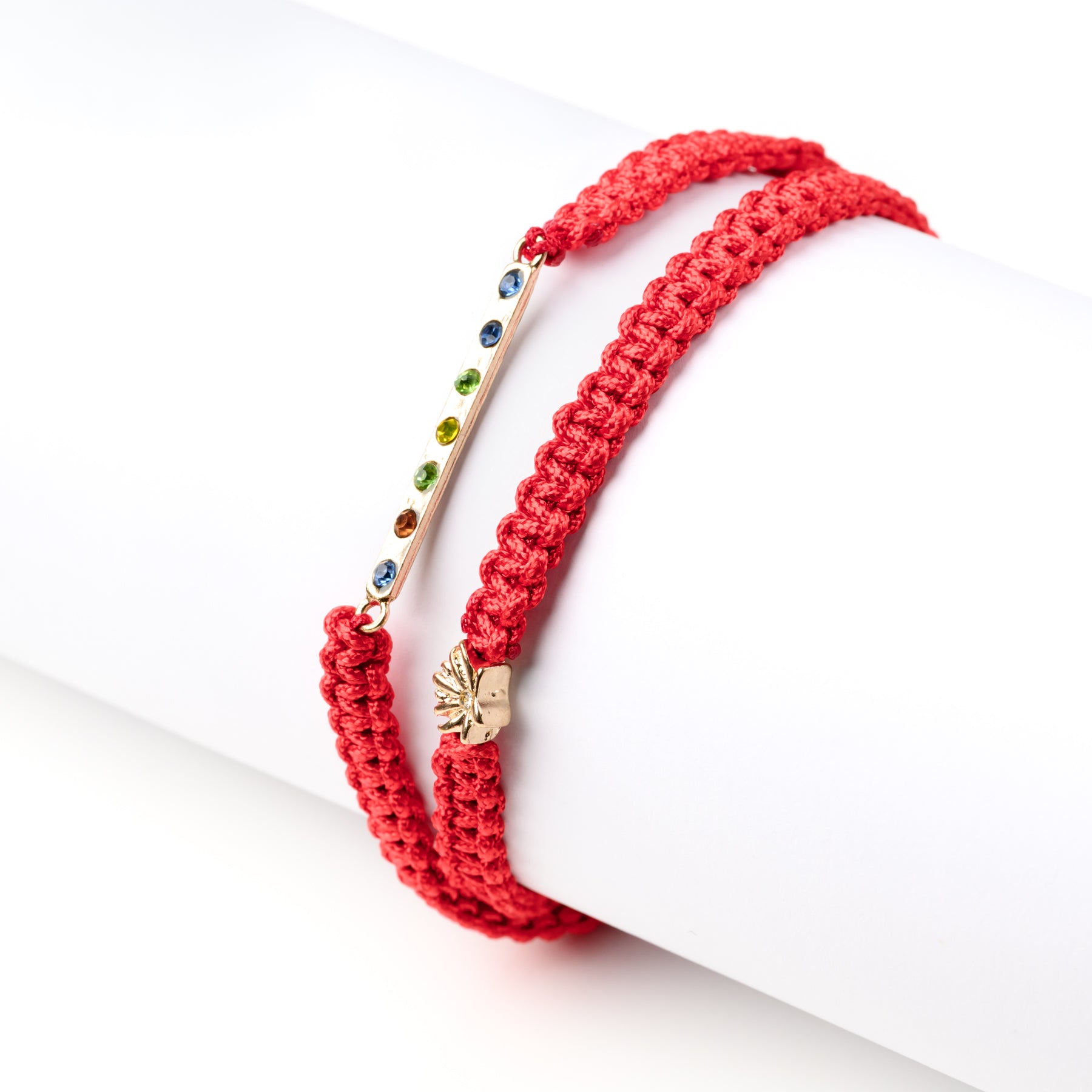 Chakra Points & Om & Hamsa Cord Bracelet