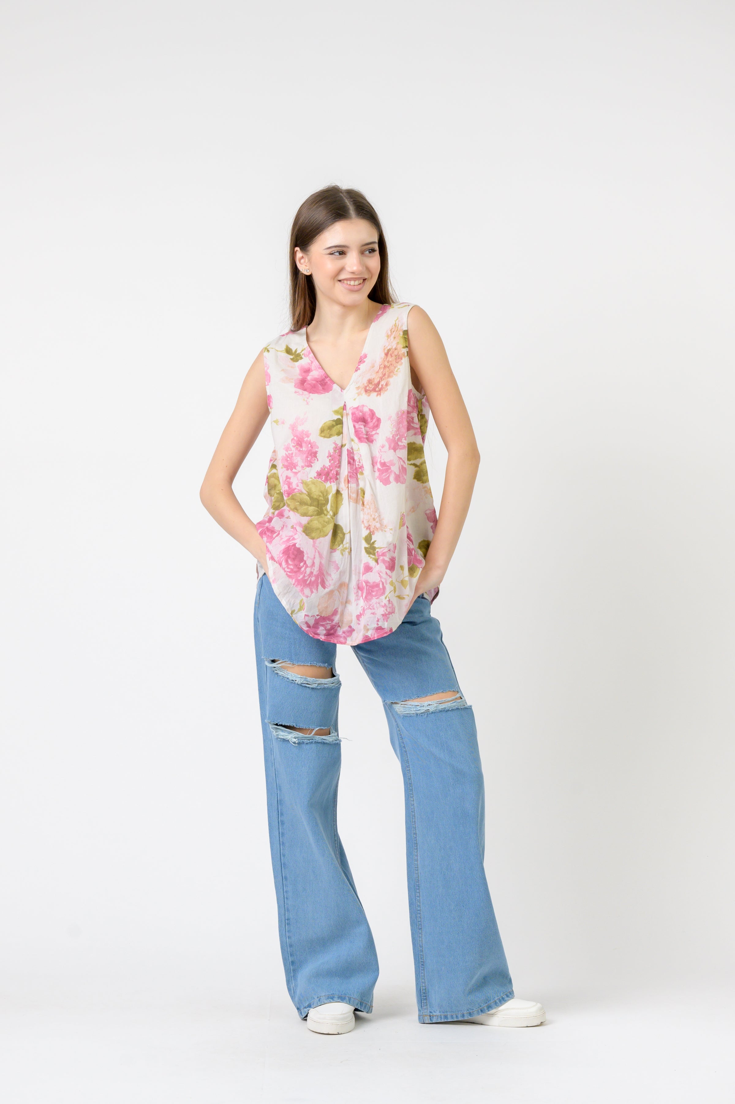 Rhea Meher Print Sleeveless Top