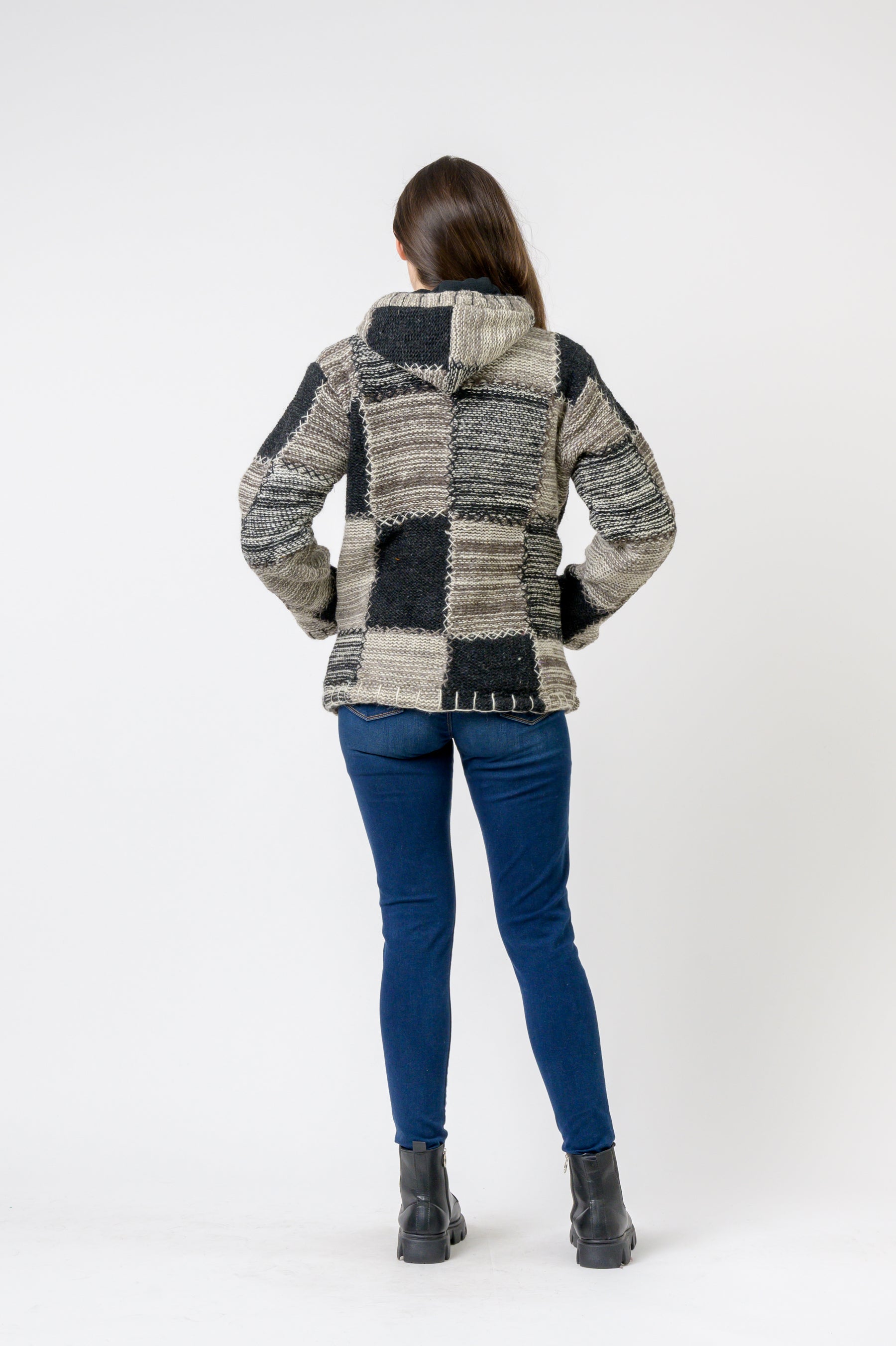 Patchwork Design Zipper Hoodie