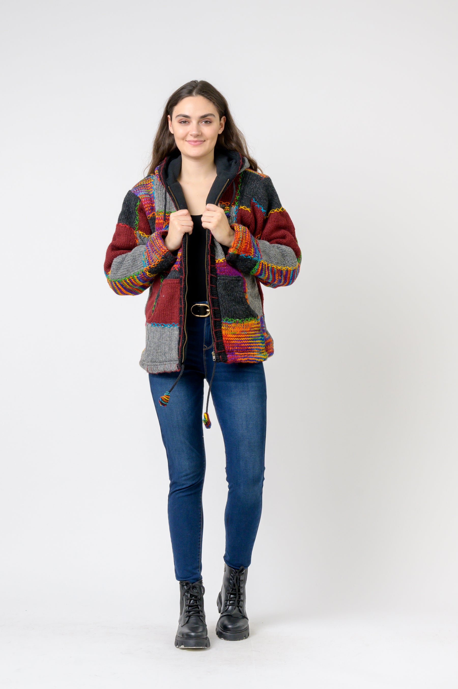 Patchwork Design Zipper Hoodie