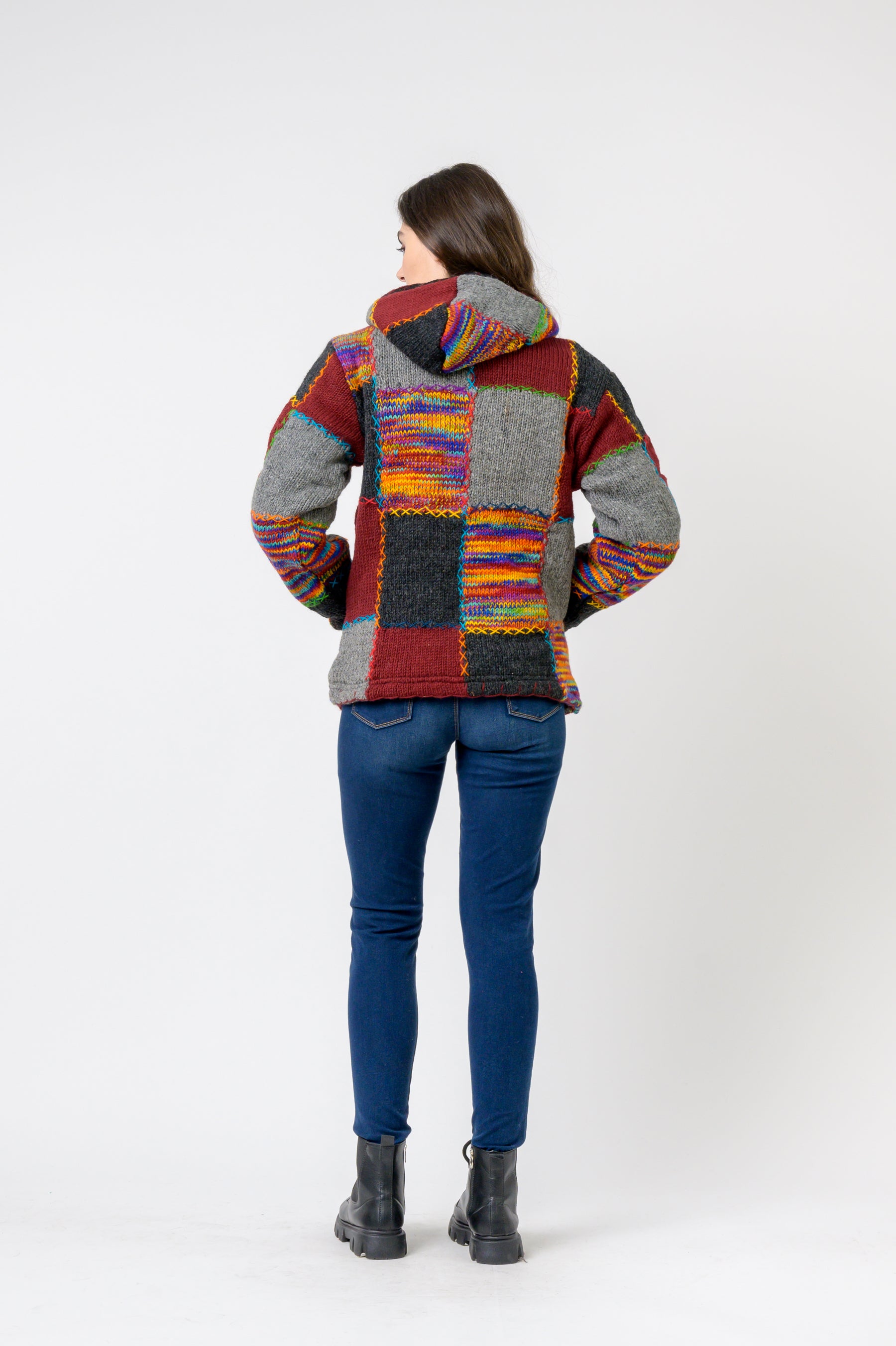 Patchwork Design Zipper Hoodie