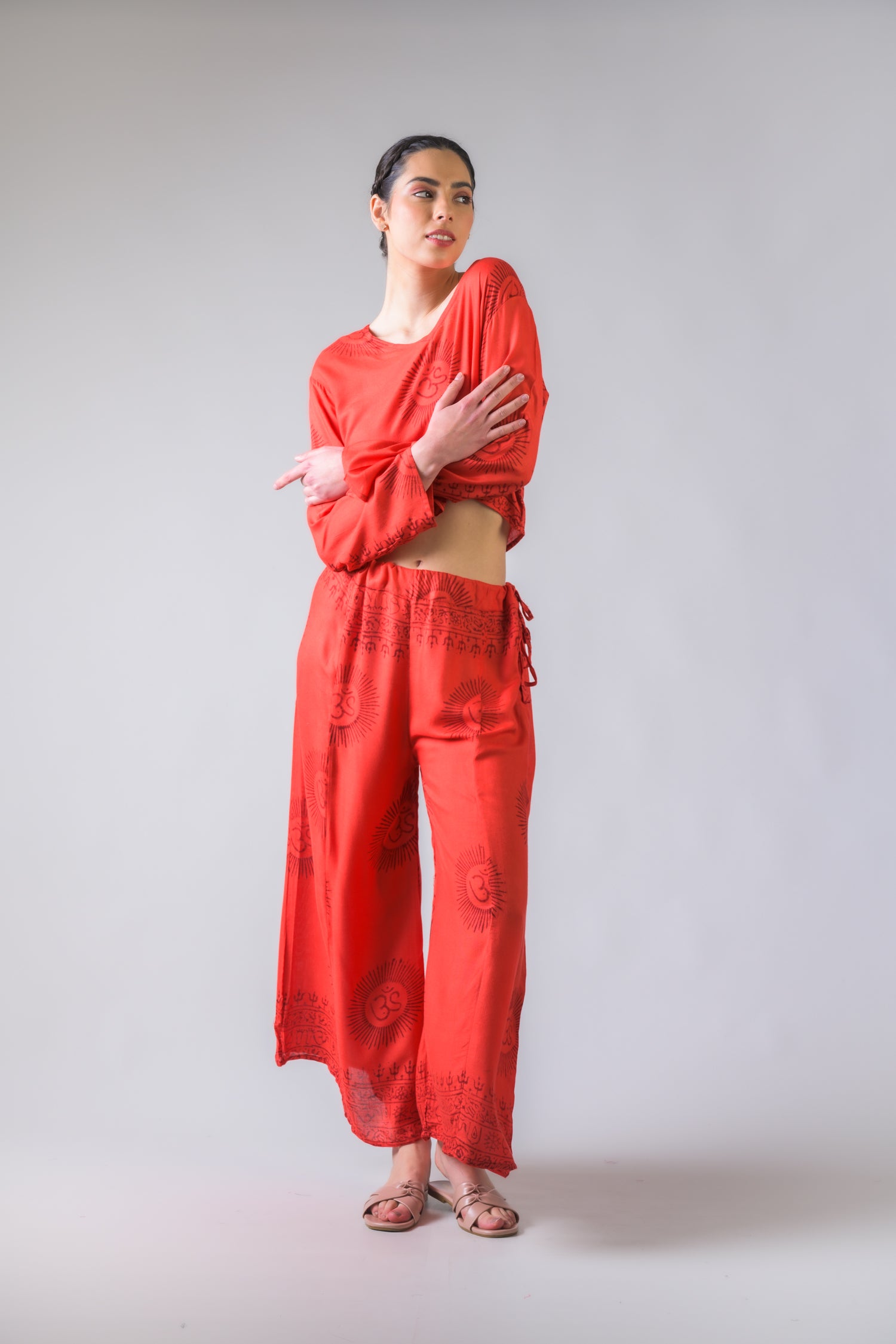 Rhea V Neck Top and Trousers Set Assorted / One Size