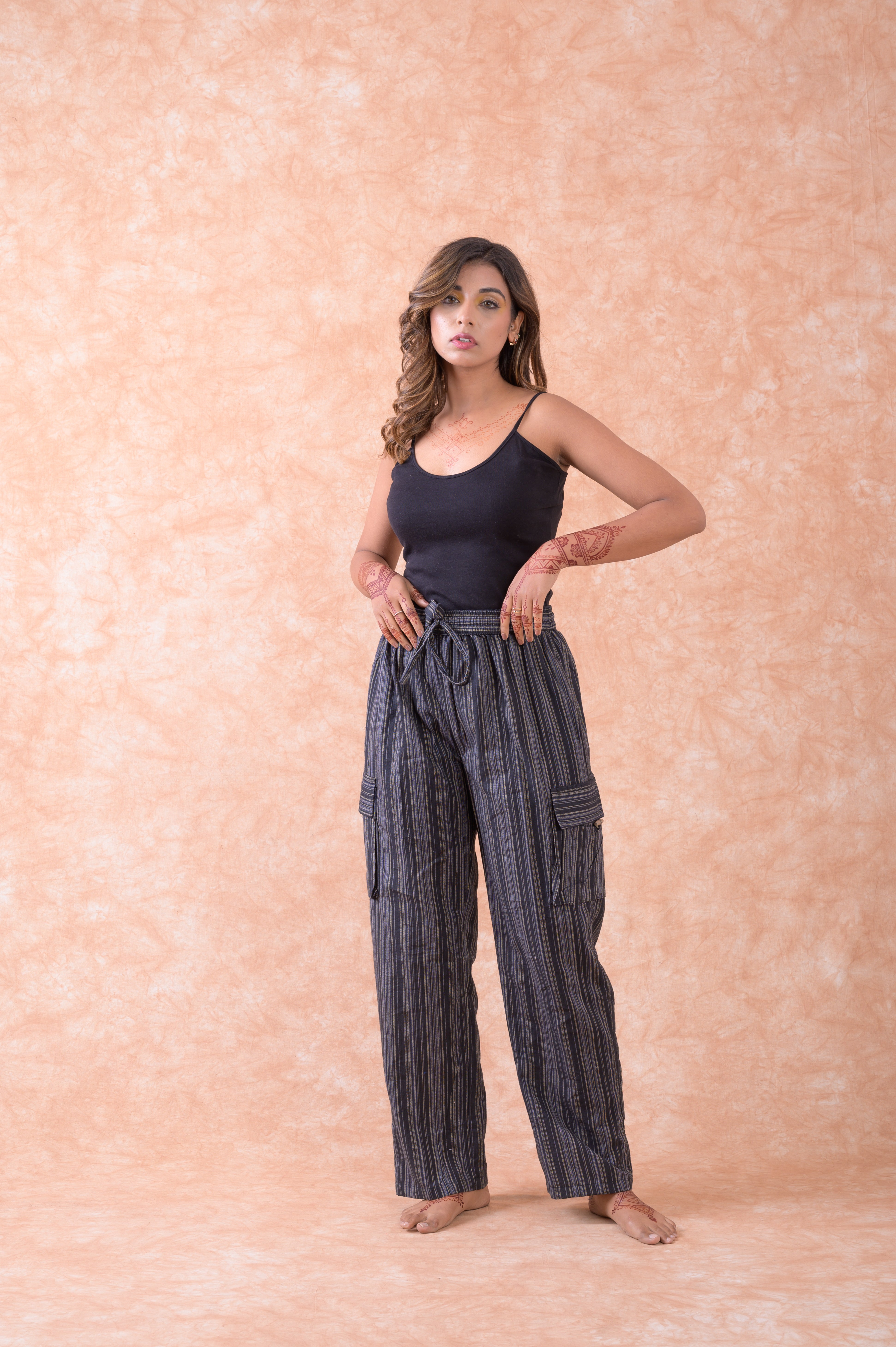Rhea Striped Cargo Pants Grey / Medium