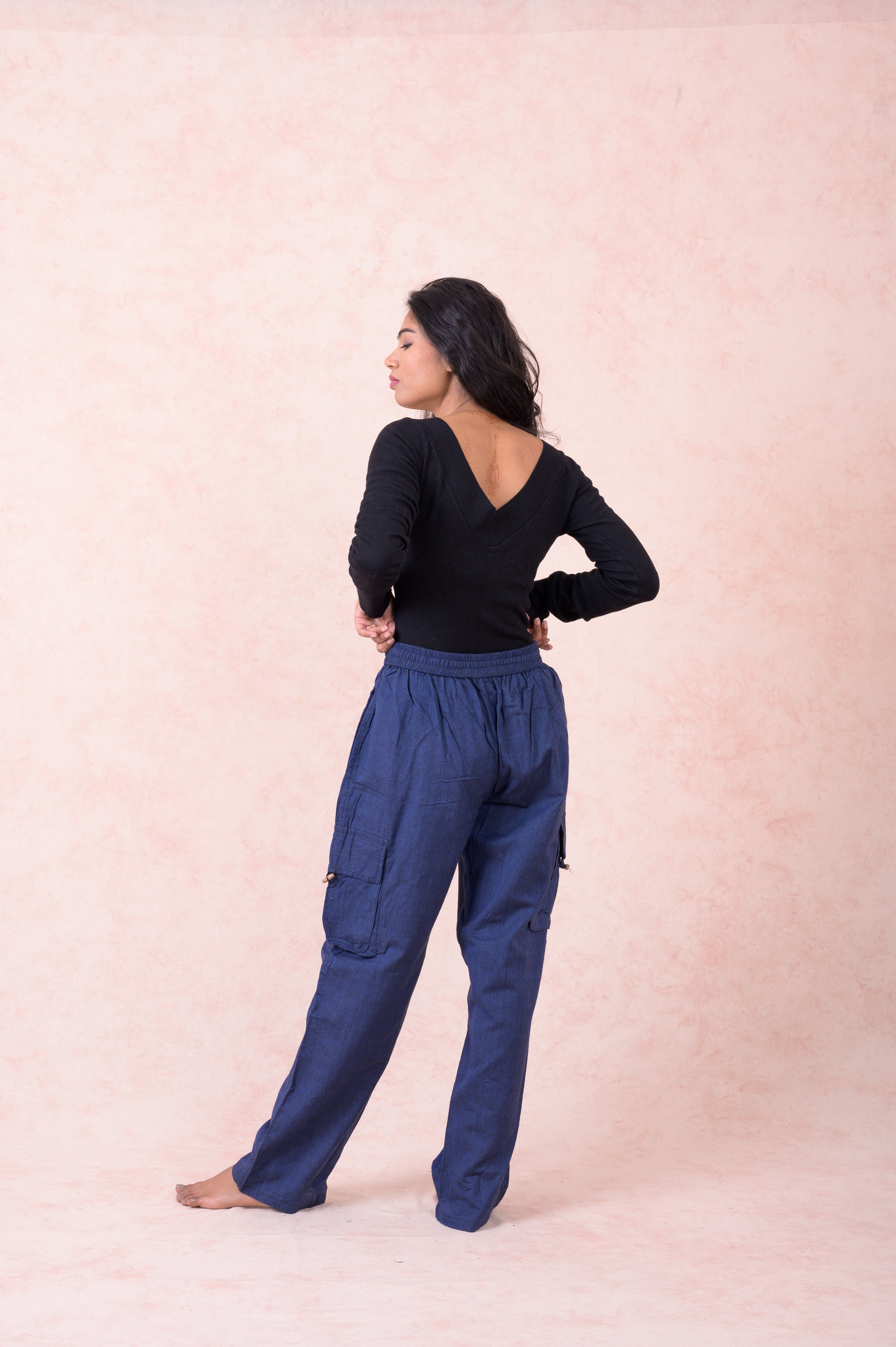 Rhea Solid Cargo Pants Black / Small