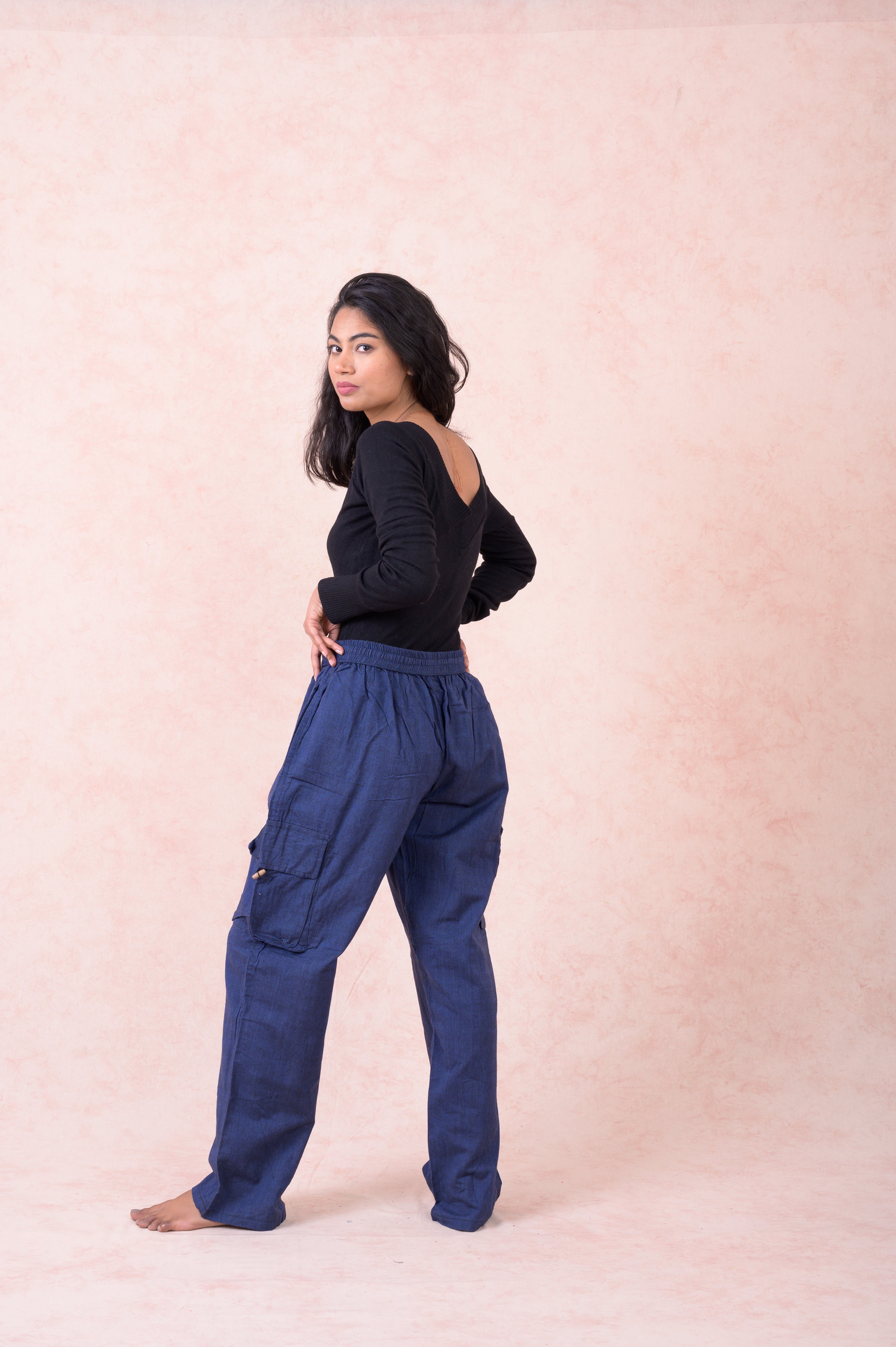 Rhea Solid Cargo Pants Black / Small