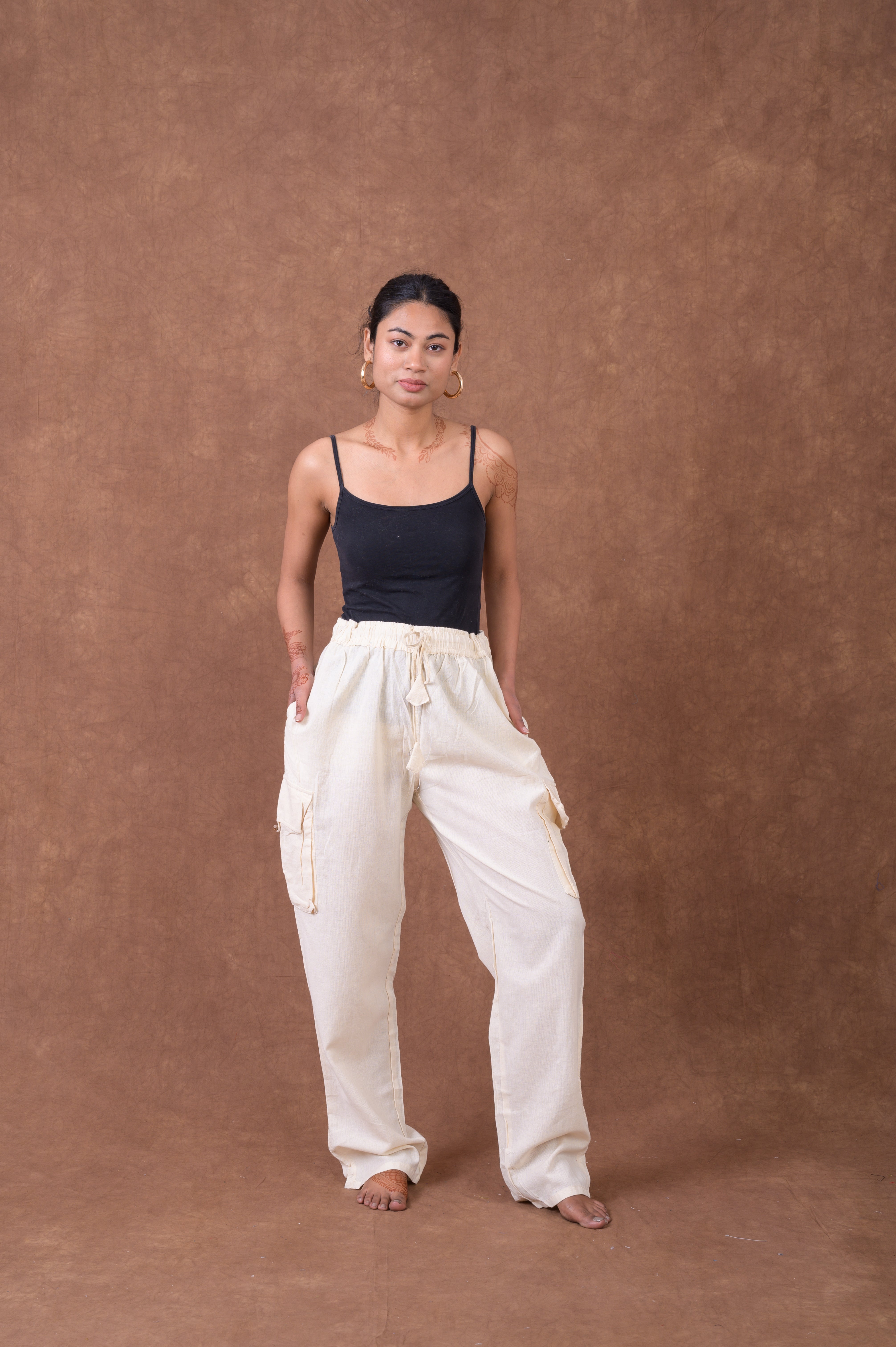 Rhea Solid Cargo Pants Black / Small
