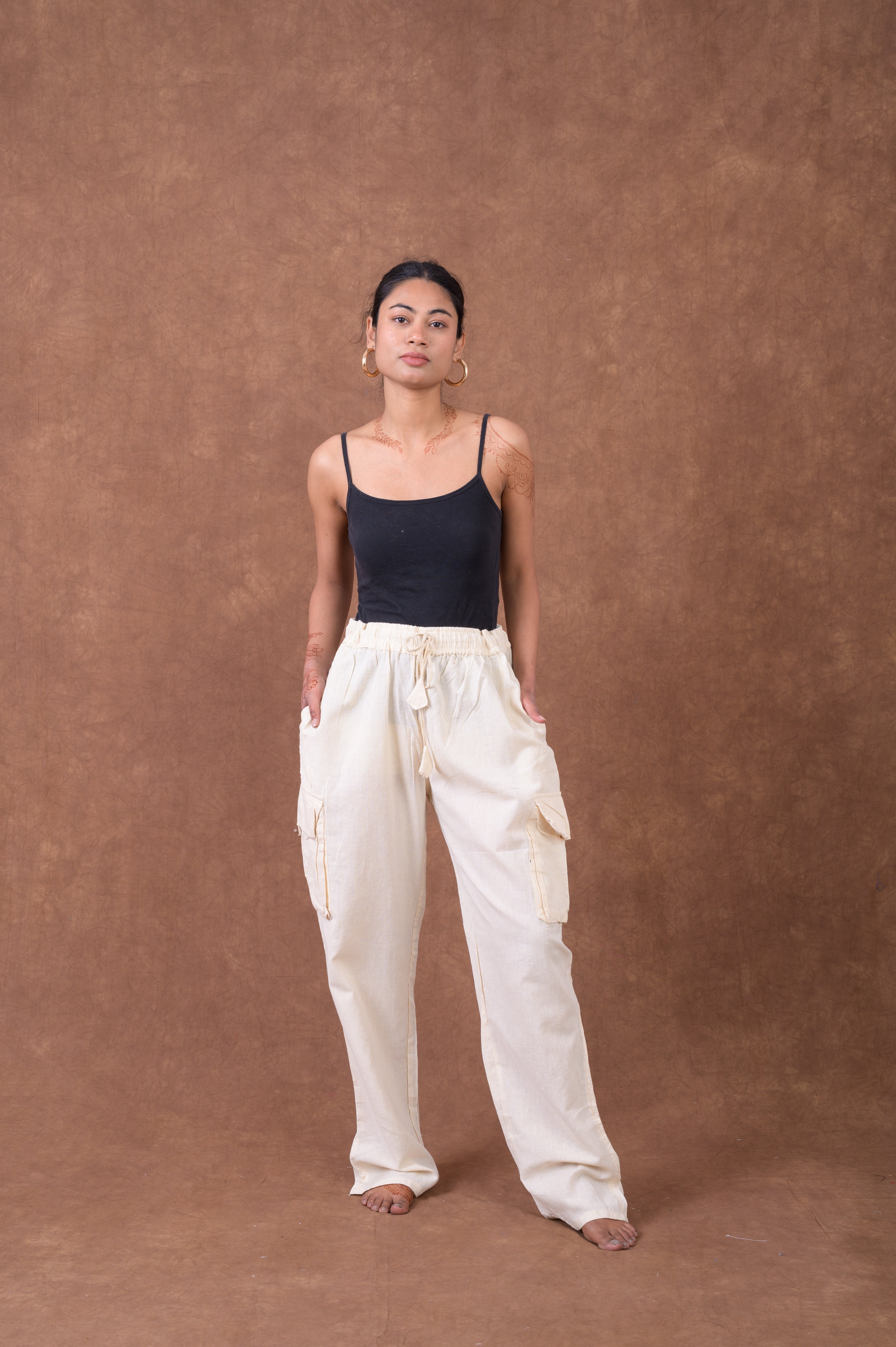 Rhea Solid Cargo Pants Black / Small