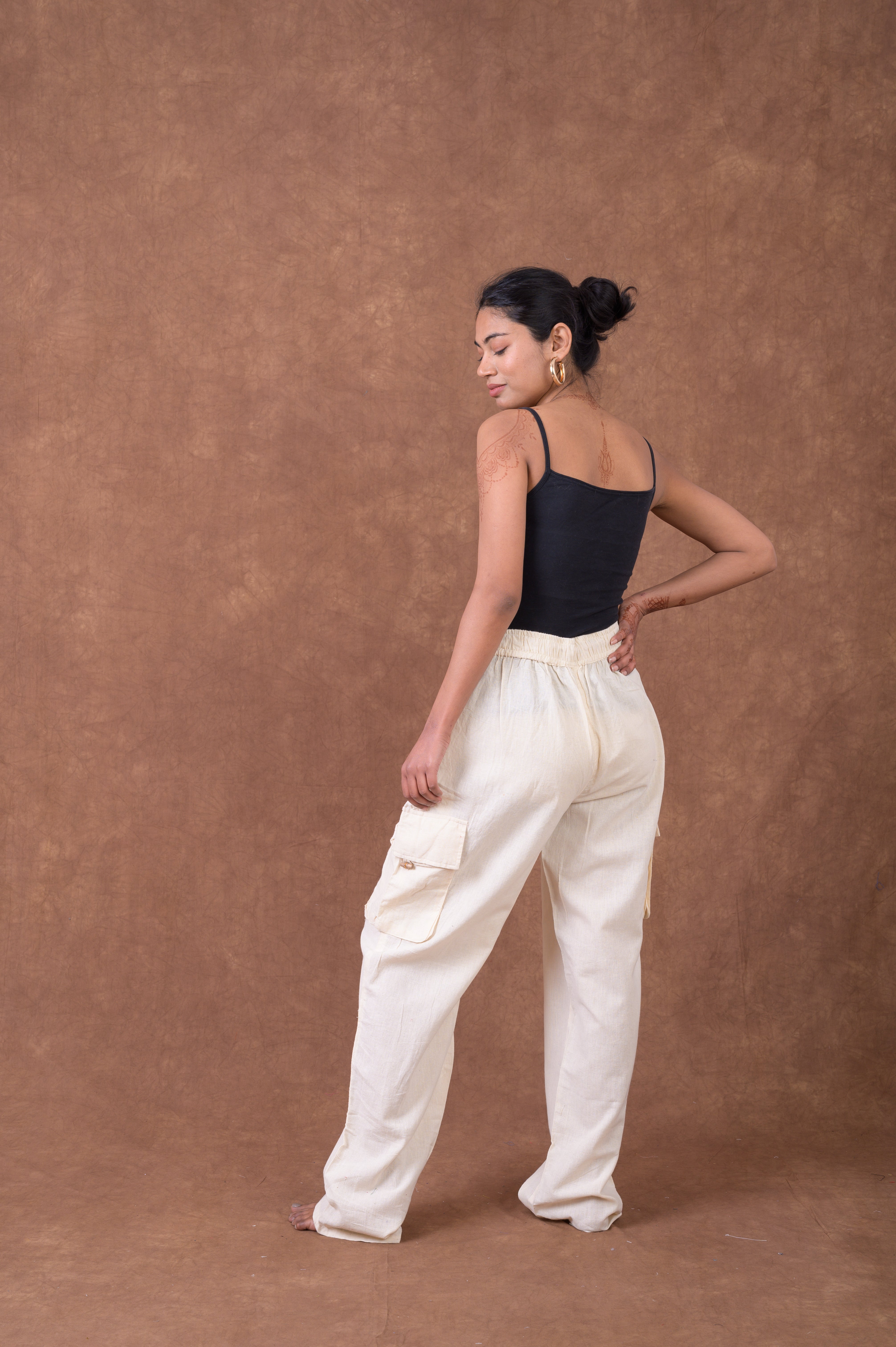 Rhea Solid Cargo Pants Black / Small