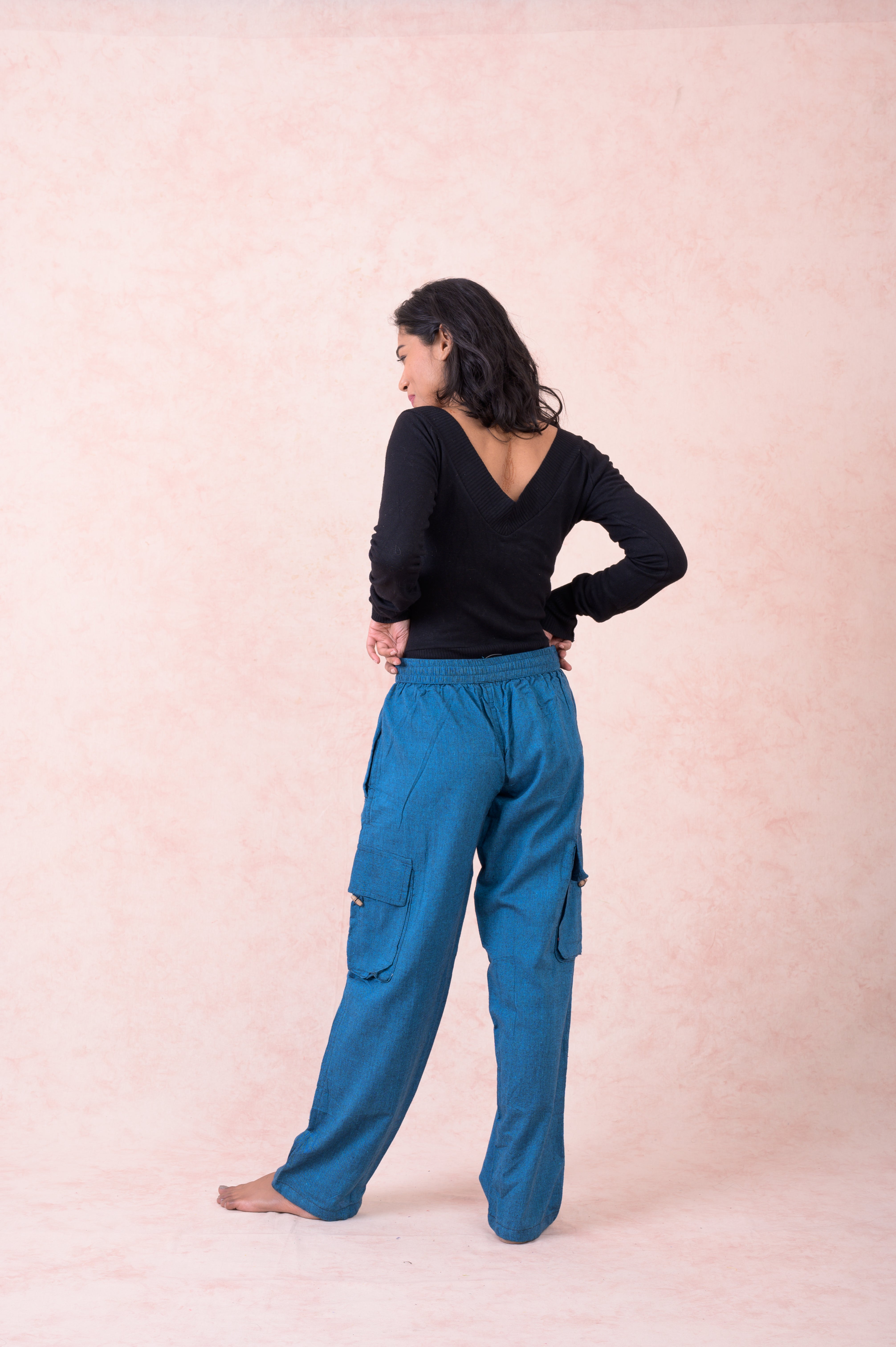 Rhea Solid Cargo Pants Black / Small